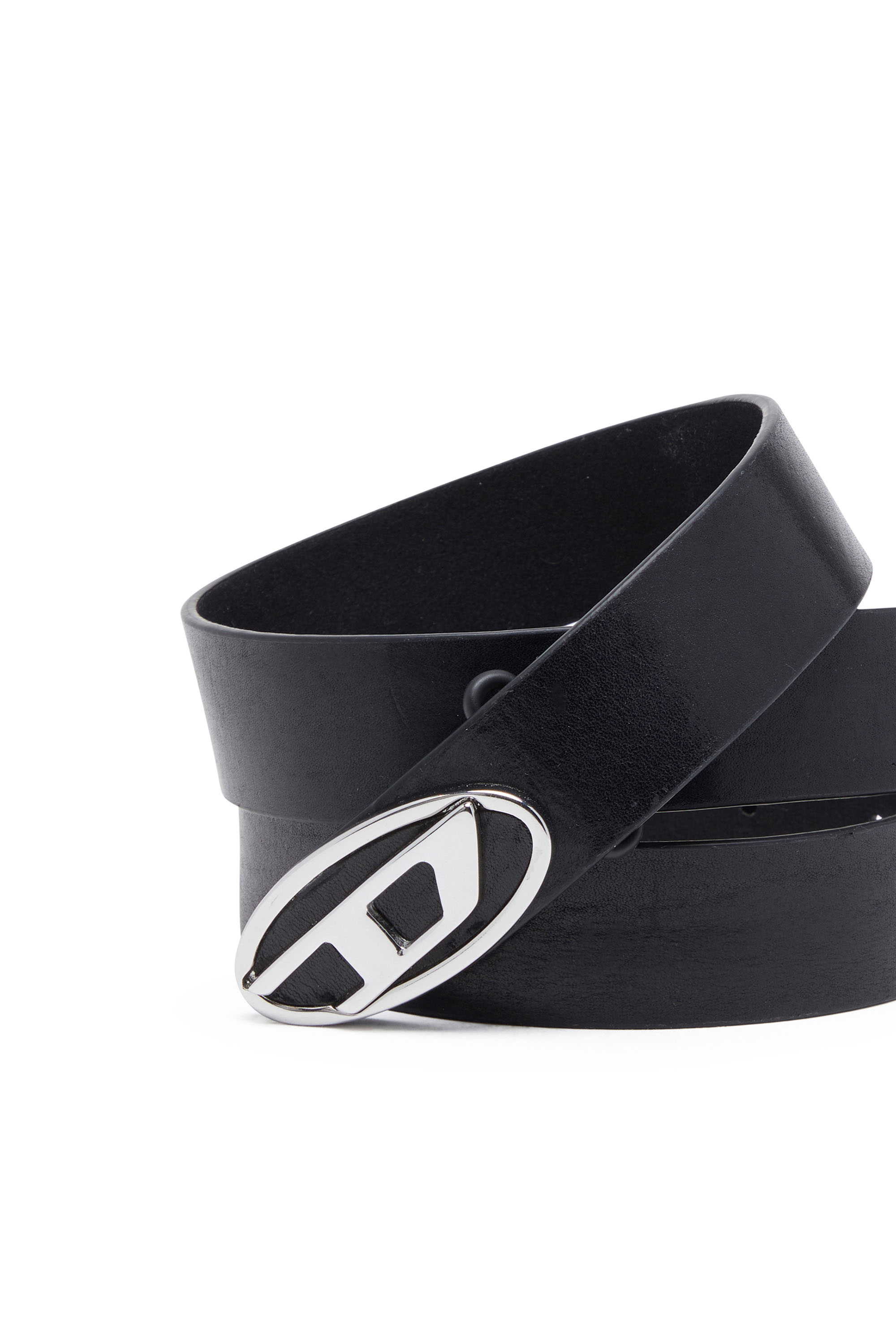 Diesel - B-1DR-LAYER, Man's Leather belt with Oval D logo in Black - 3