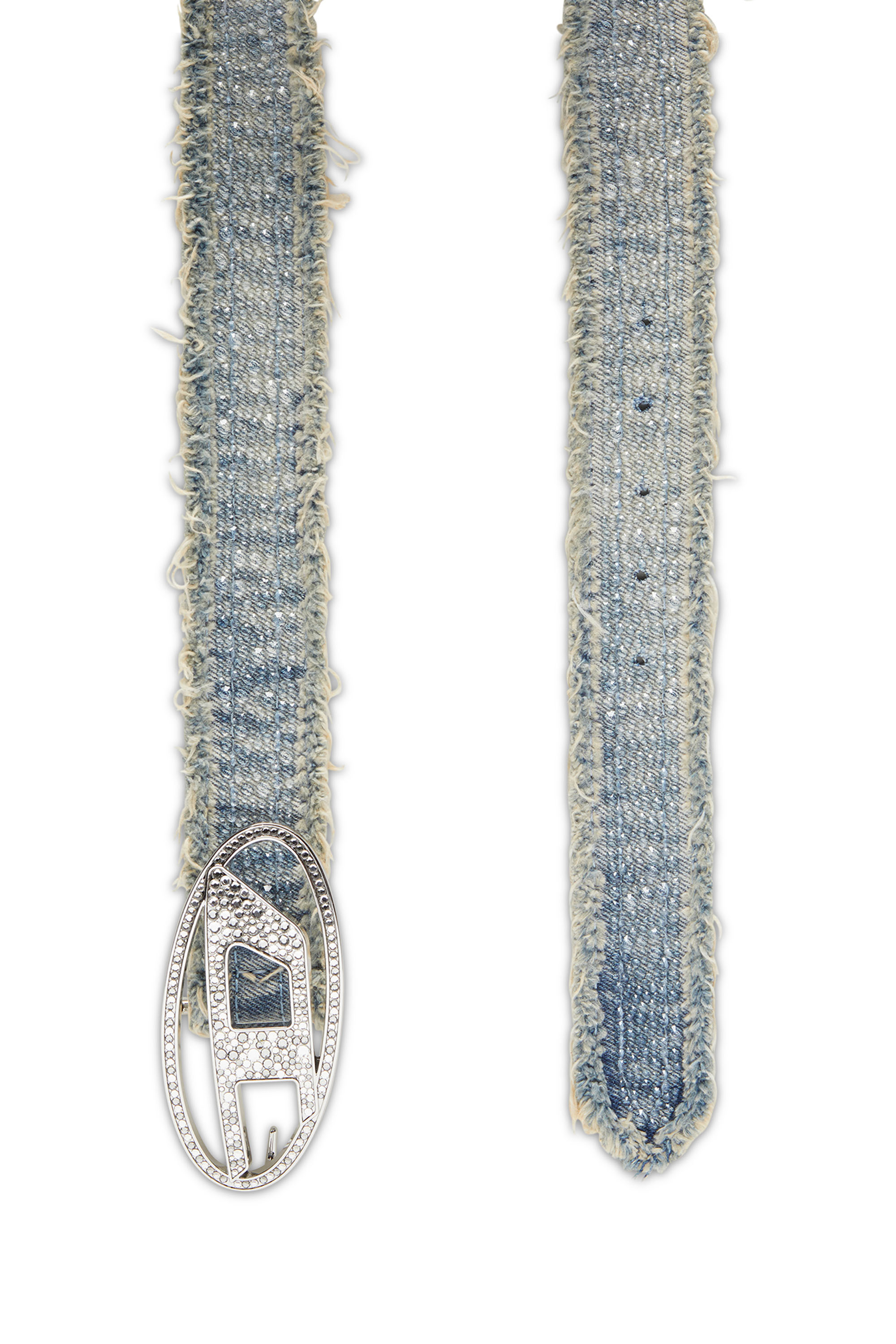 Diesel - B-1DR STRASS, Woman's Leather-backed denim belt with crystals in Blue - 2