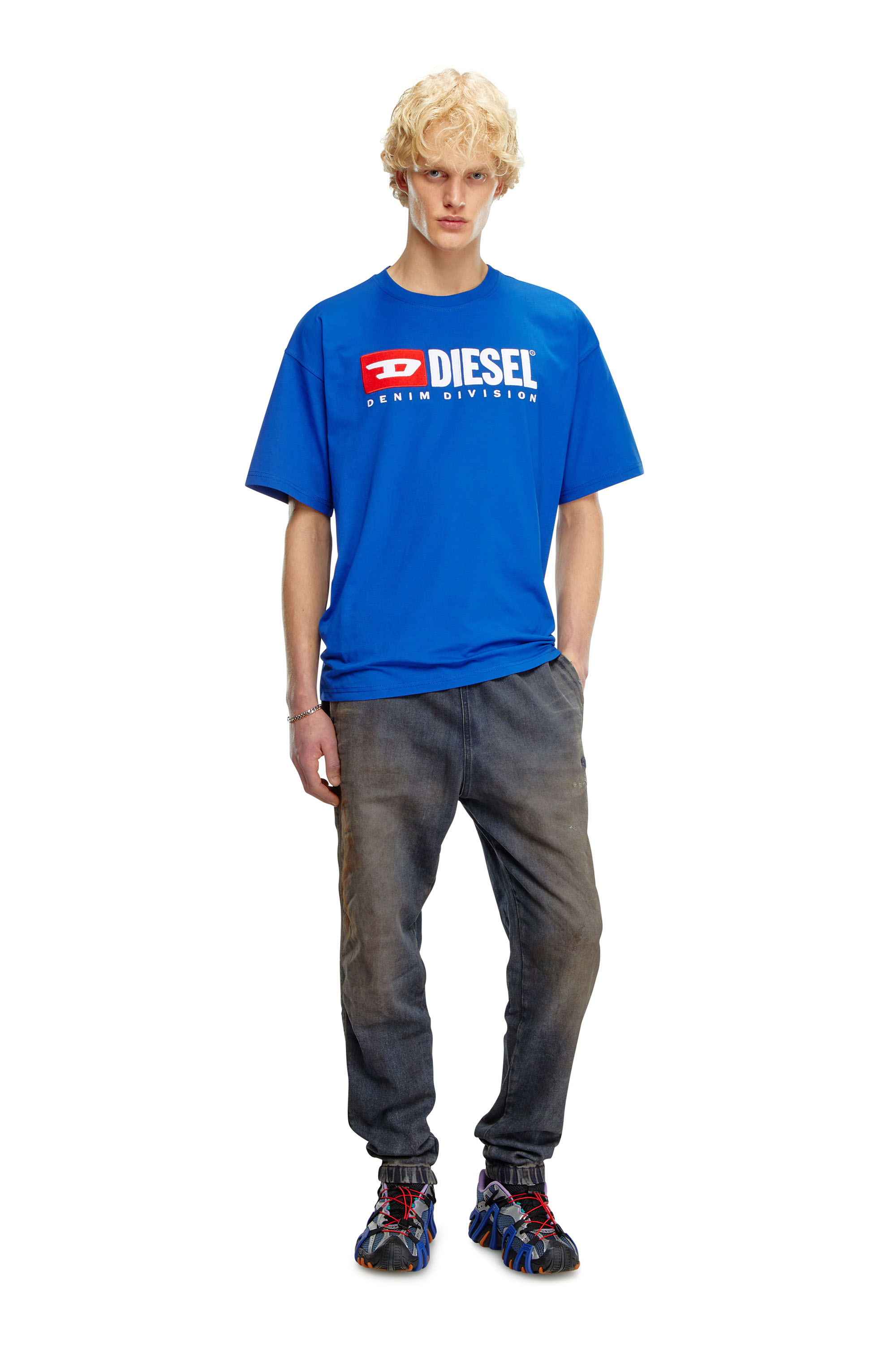 Diesel - T-BOXT-DIV, Man's T-shirt with Diesel patch logo in Blue - 2