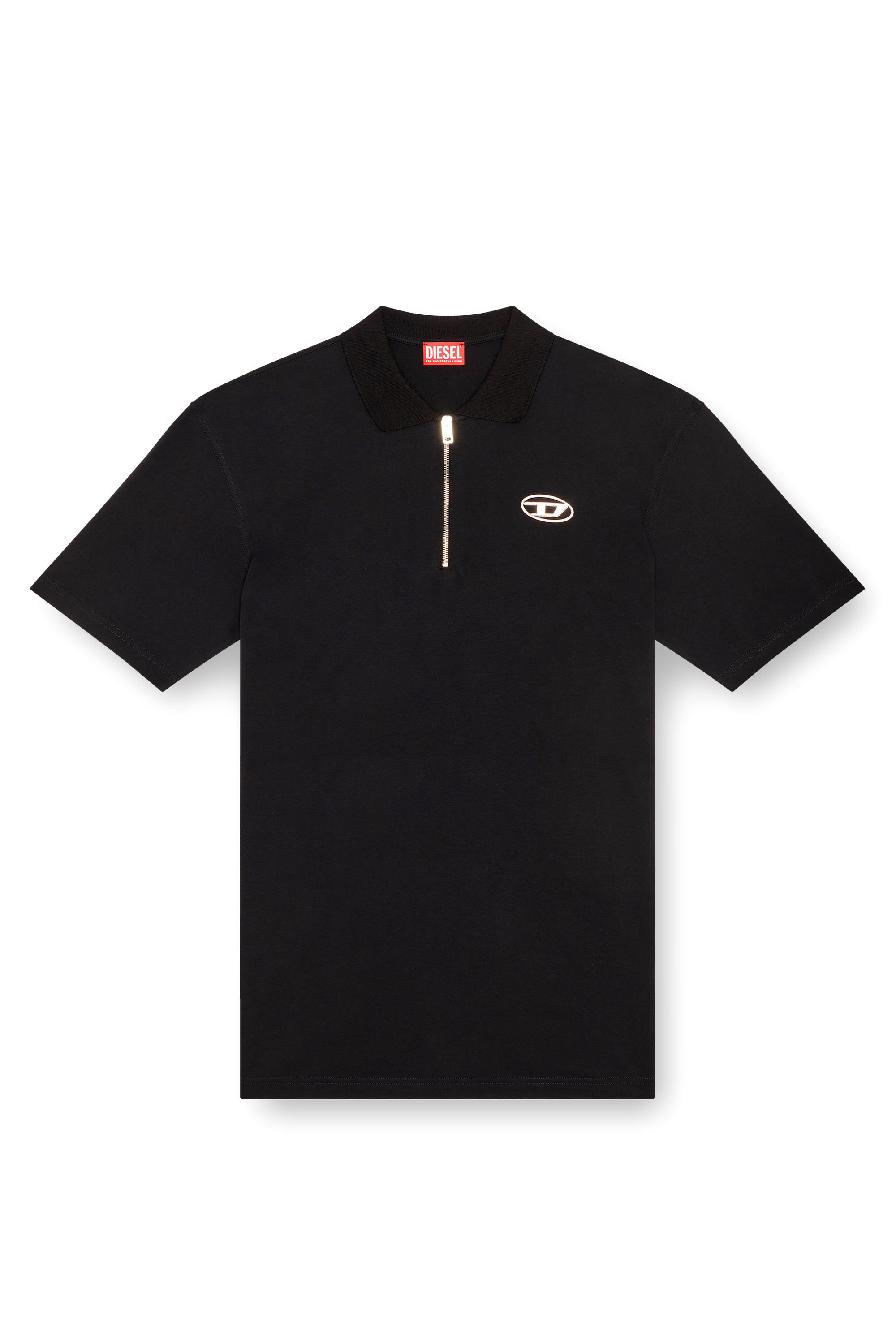 Diesel - T-VOR-OD, Man's Polo shirt with half zip in Black - 4