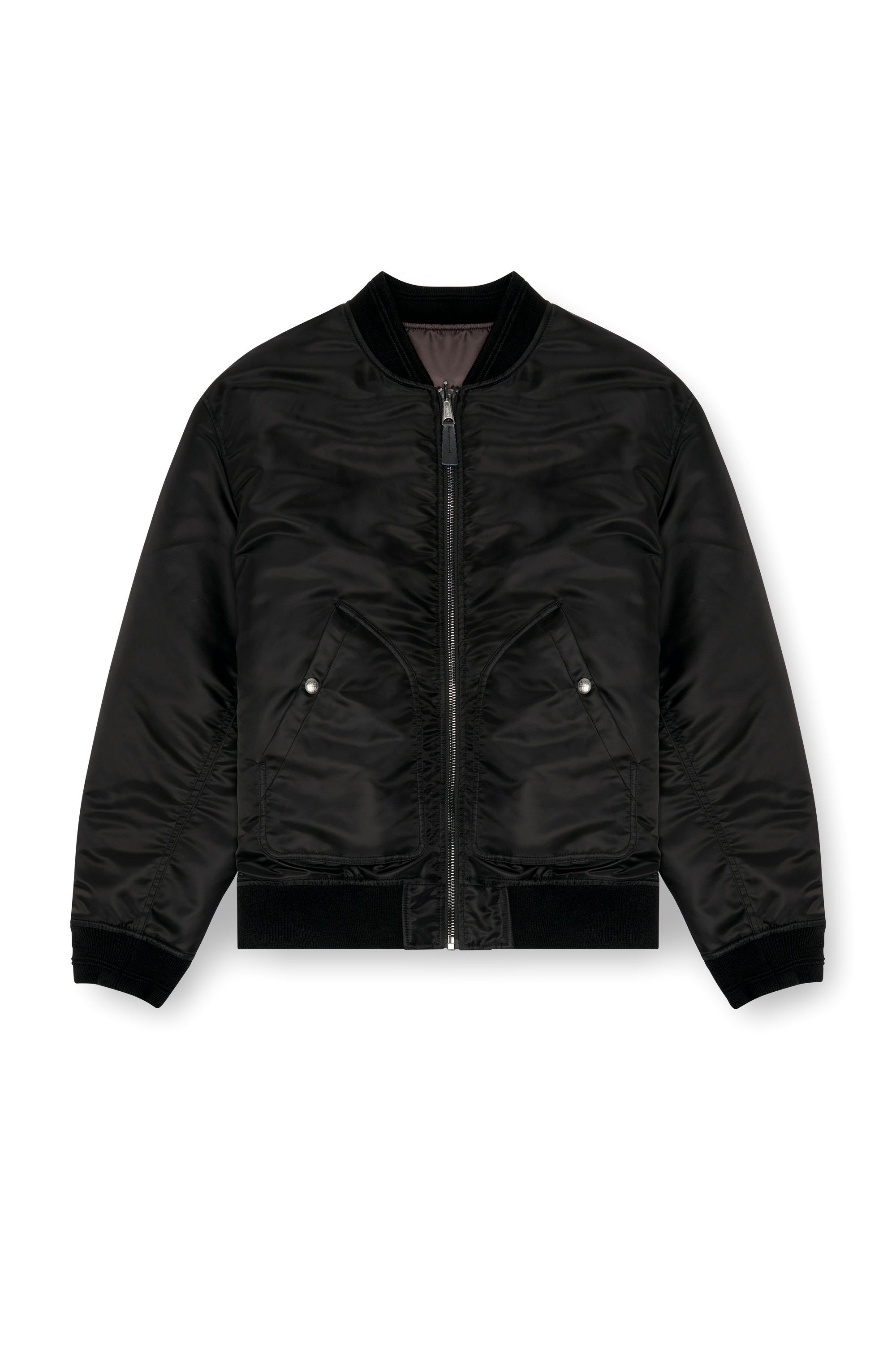 Diesel - J-HELD, Man's Bomber in padded nylon with Oval D in Black - 7