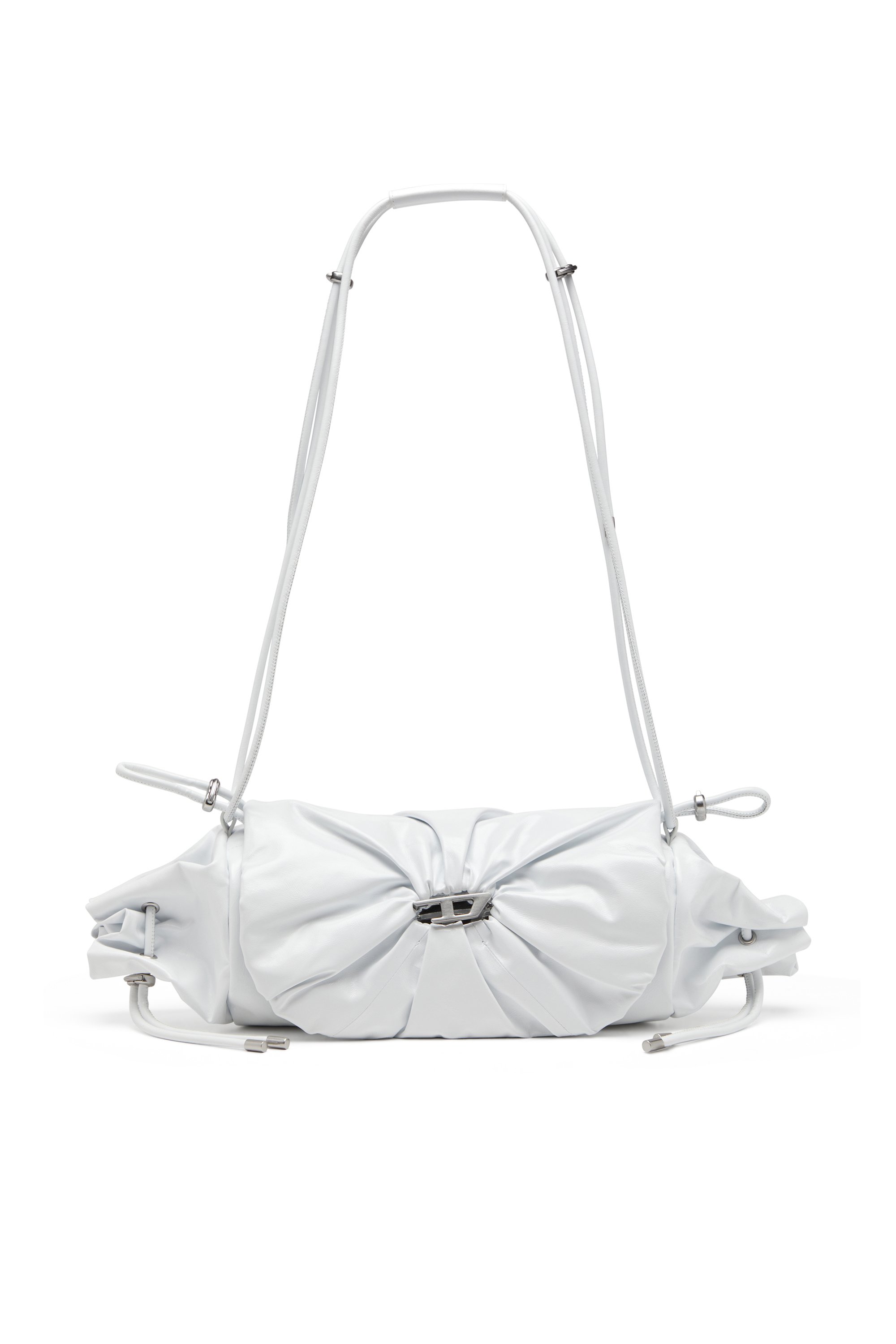 Diesel - SCRUNCH-D SHOULDER M, Bolso de hombro en cuero arrugado y brillante Mujer in Blanco - 1