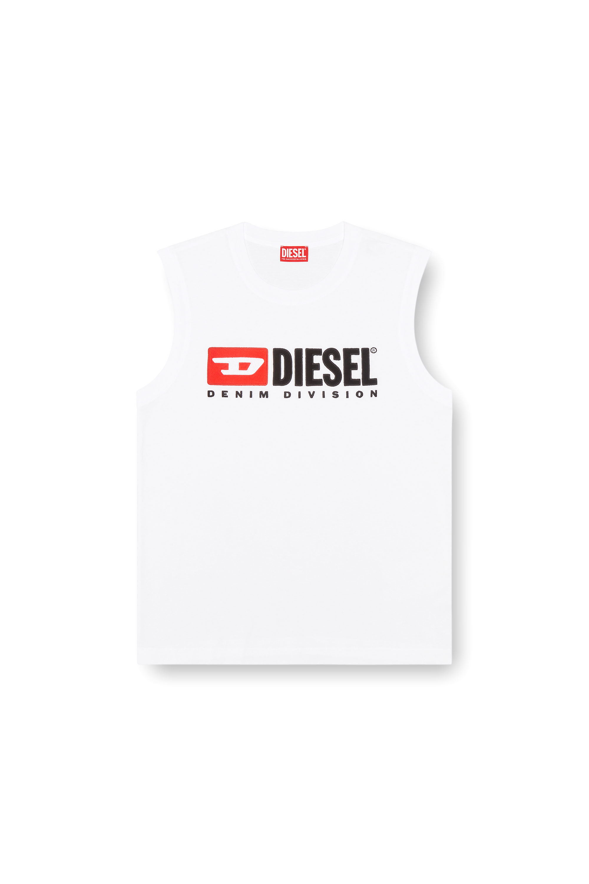 Diesel - T-ISCO-DIV, Camiseta sin mangas con logotipo estampado en el pecho Hombre in Blanco - 4