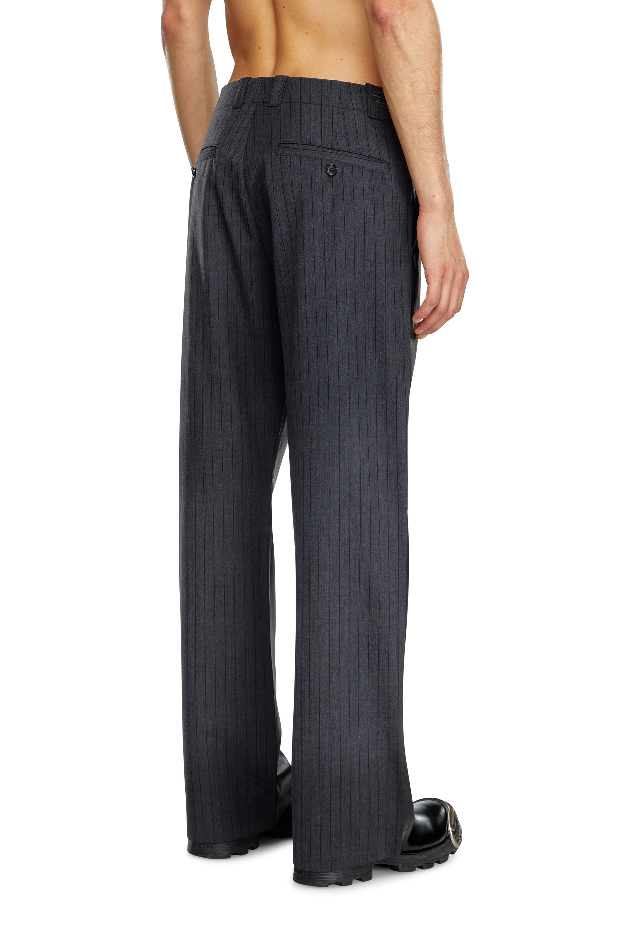 Diesel - P-STANLEY, Man's Pinstripe pants with coated front in Black - 3