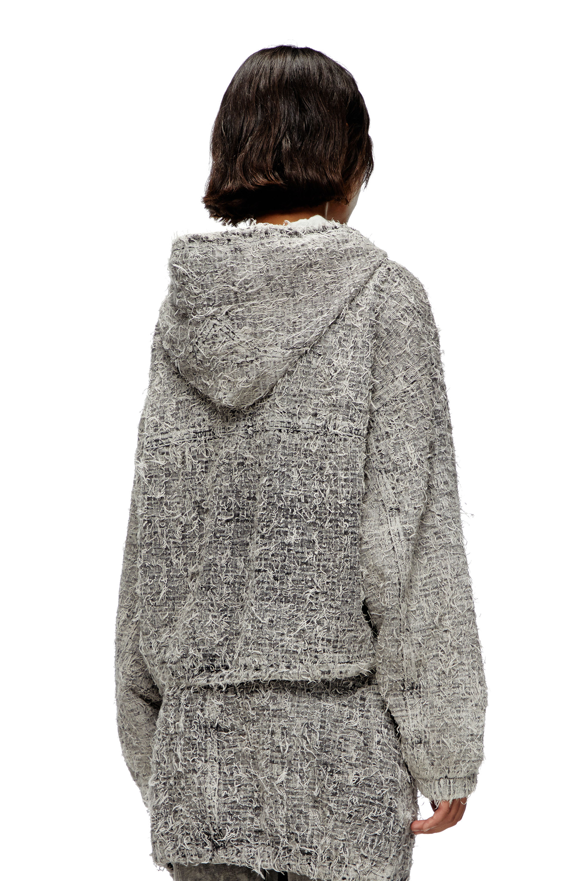 Diesel - DE-FLOW-S1, Woman's Hooded jacket in bouclé denim in Grey - 3