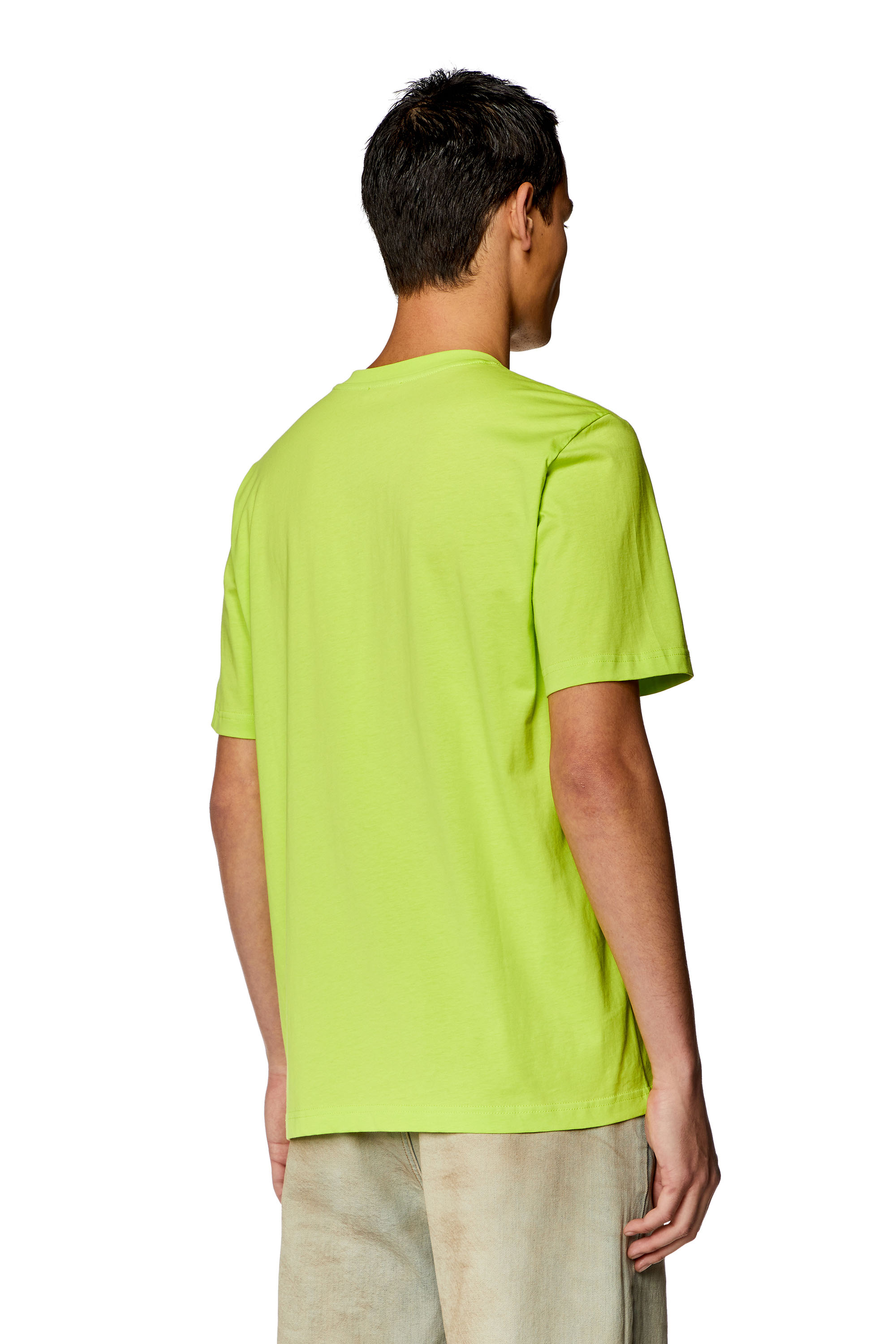 Diesel - T-JUST-MICRODIV, Man's T-shirt with micro-embroidered logo in Green Fluo - 2