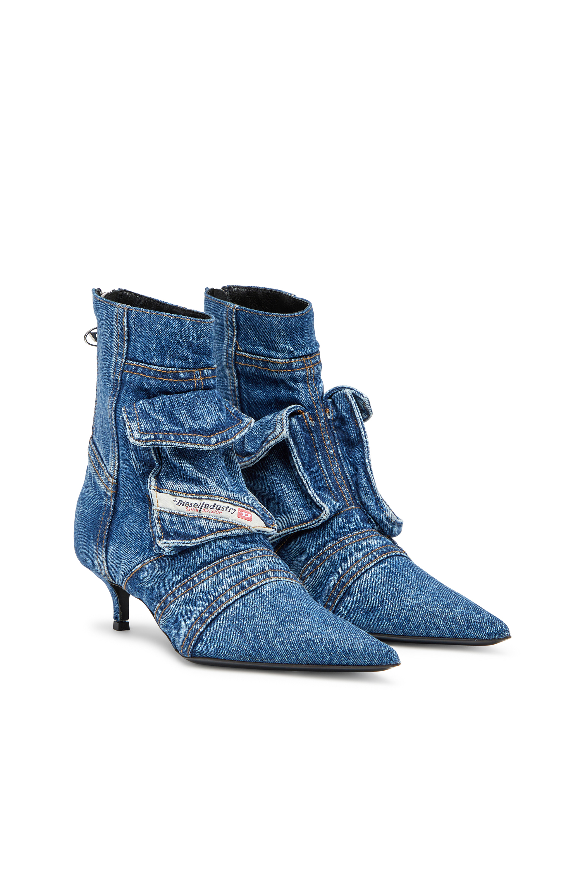 Diesel - D-VENUS POCKET LB, Woman's D-Venus-Cargo ankle boots in washed denim in Blue - 2