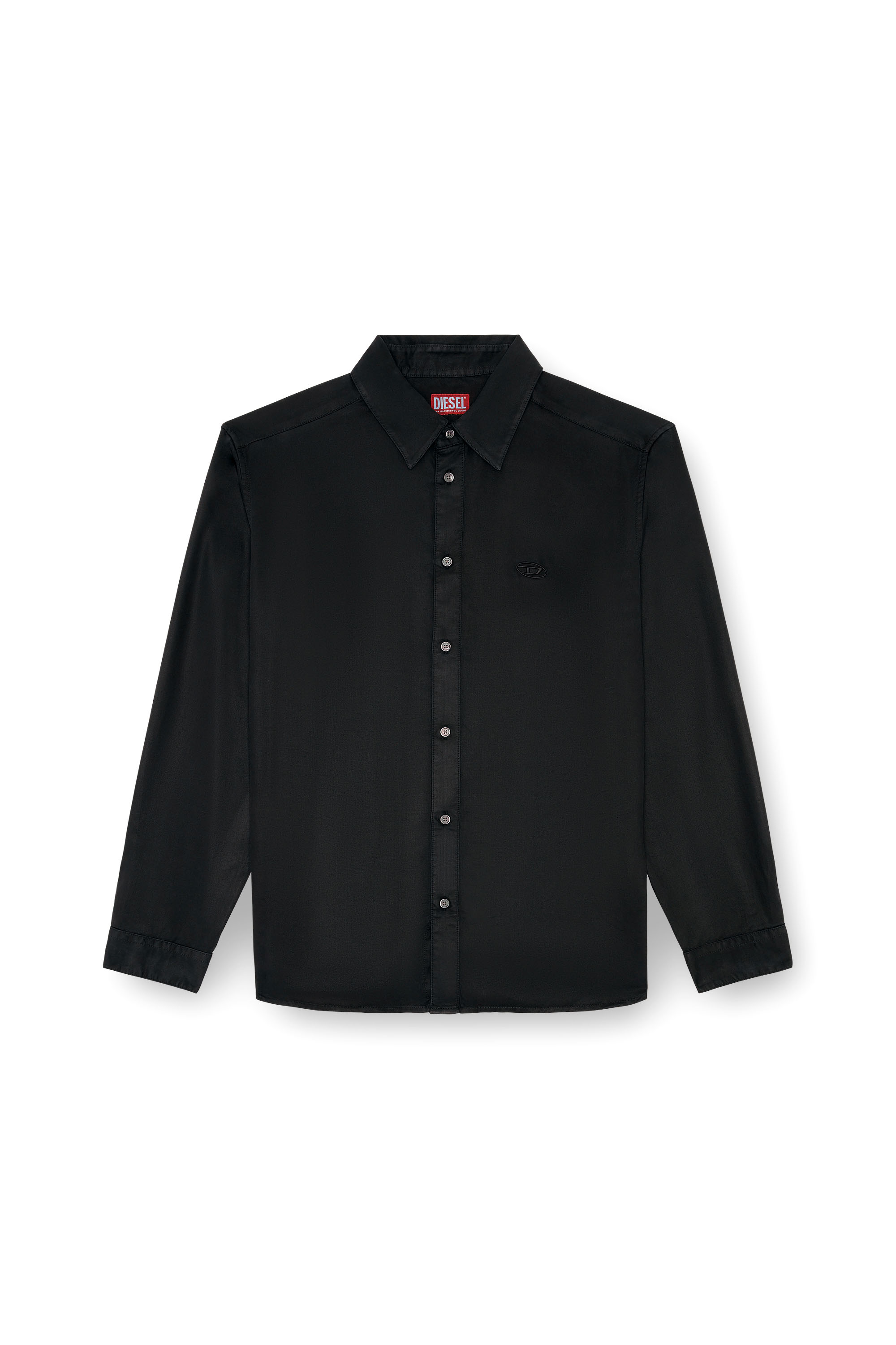 Diesel - S-SIMPLY-C, Camisa fluida con logotipo bordado Hombre in Negro - 4