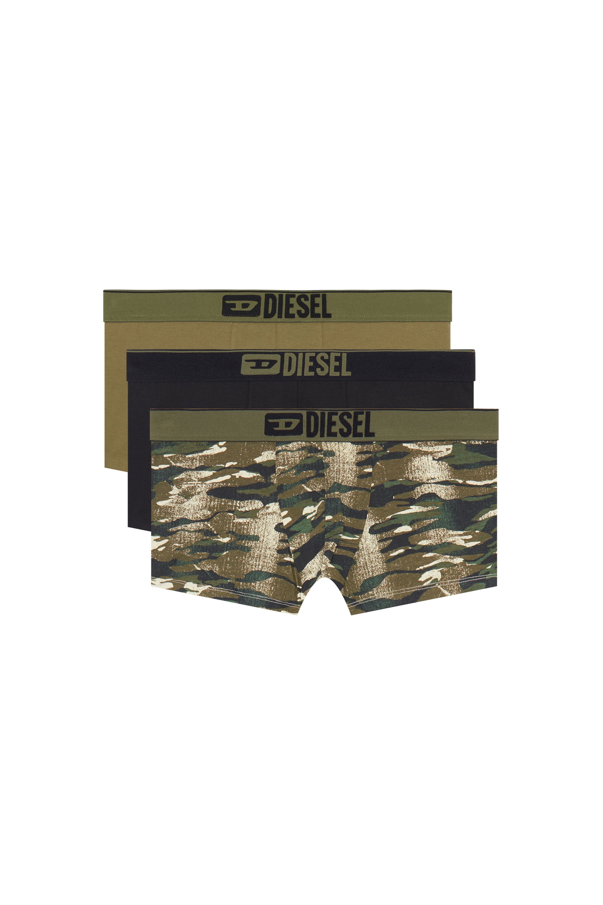 Diesel - UMBX-DAMIENTHREEPACK, Paquete de 3 bóxers ajustados lisos y de camuflaje Hombre in Verde - 1