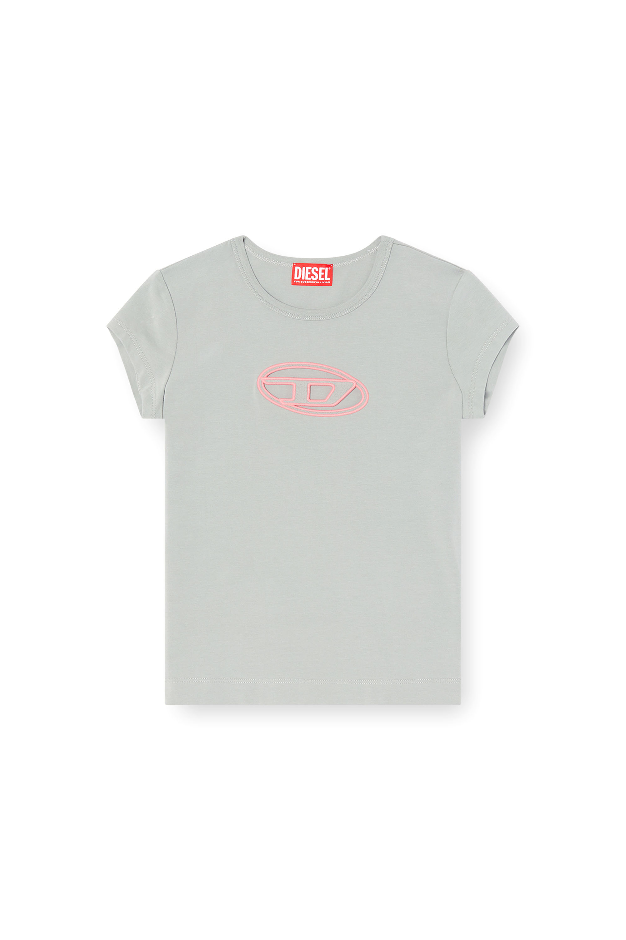 Diesel - T-ANGIE, Camiseta con logotipo cucú Mujer in Gris - 4