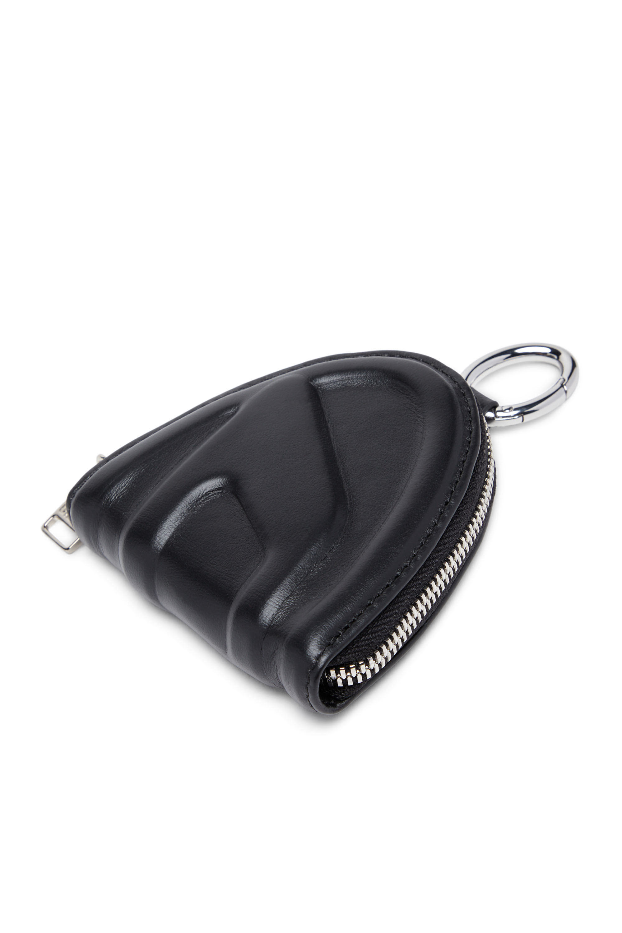 Diesel - COIN PURSE ZIP, Unisex's Logo-embossed leather coin purse in Black - 4