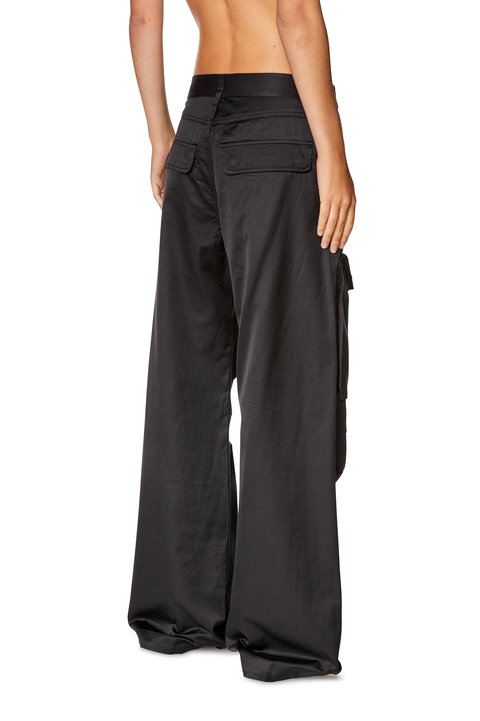 Diesel - P-MALVAROSA-NEW, Woman's Cargo pants in slub satin in Black - 2