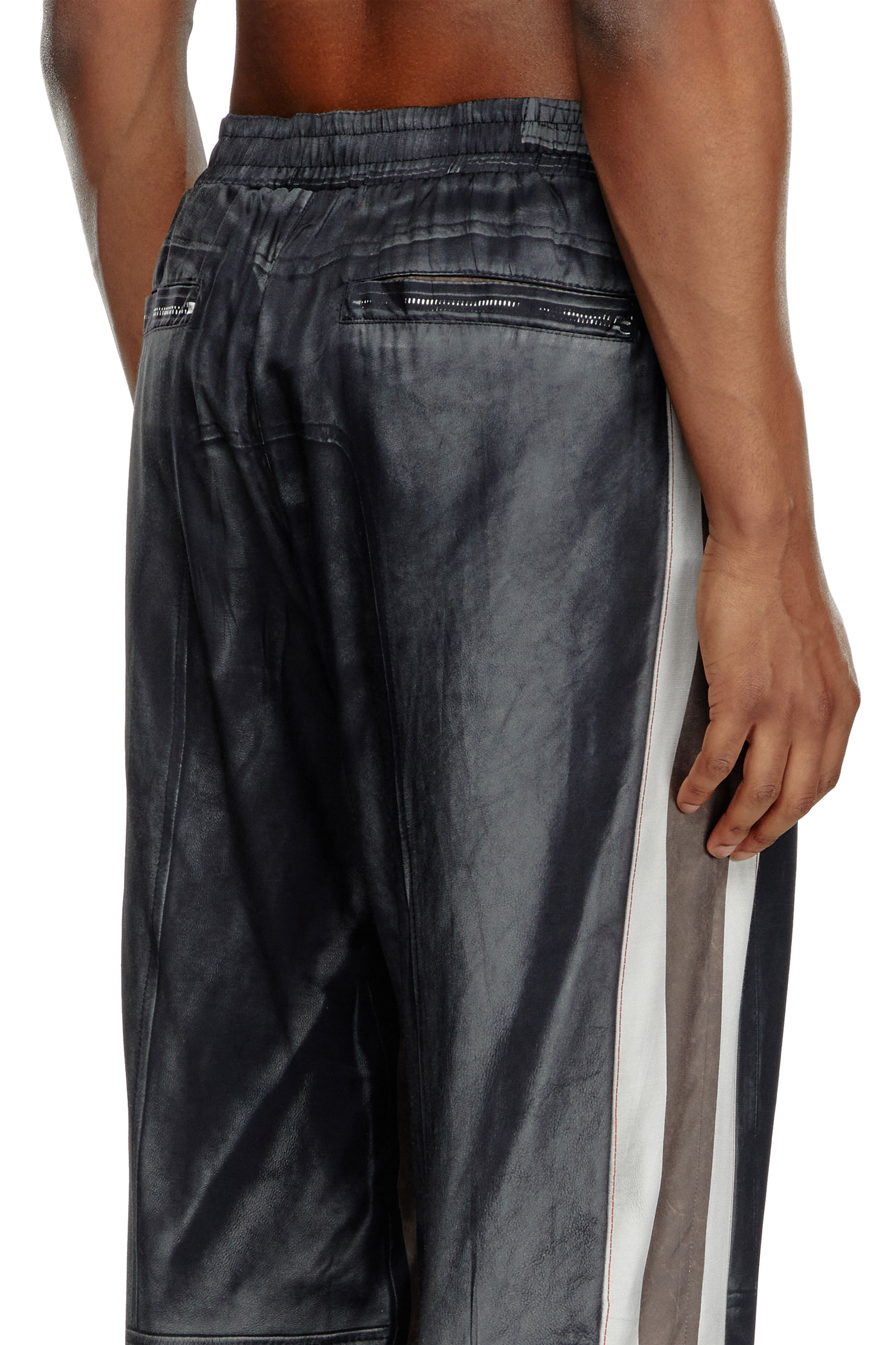 Diesel - P-AFTER, Man's Viscose pants with leather-effect print in Black - 4