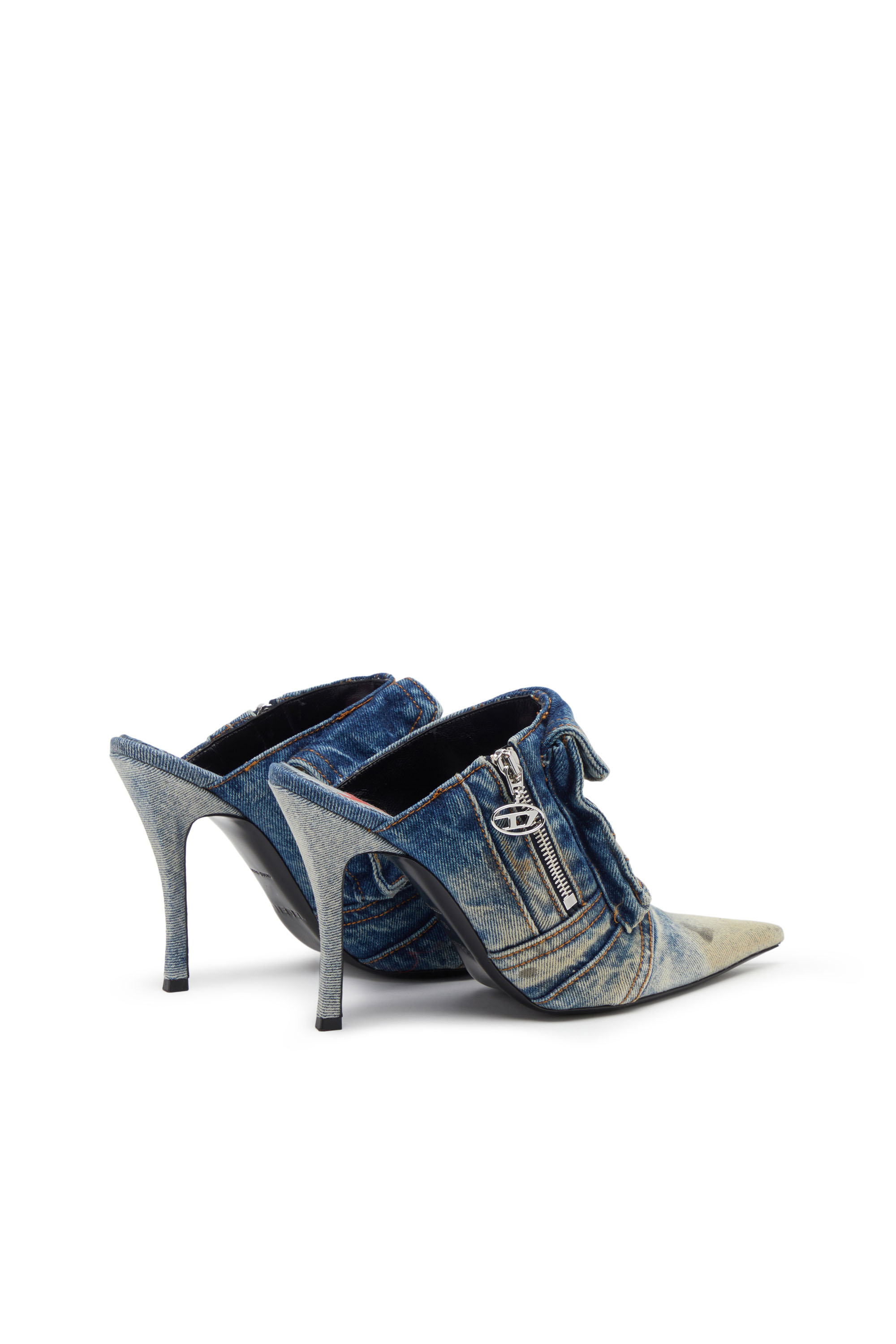 Diesel - D-VENUS POCKET ML, D-Venus Pocket ML - Sandalias sin talón y con tacón de denim lavado Mujer in Azul marino - 3