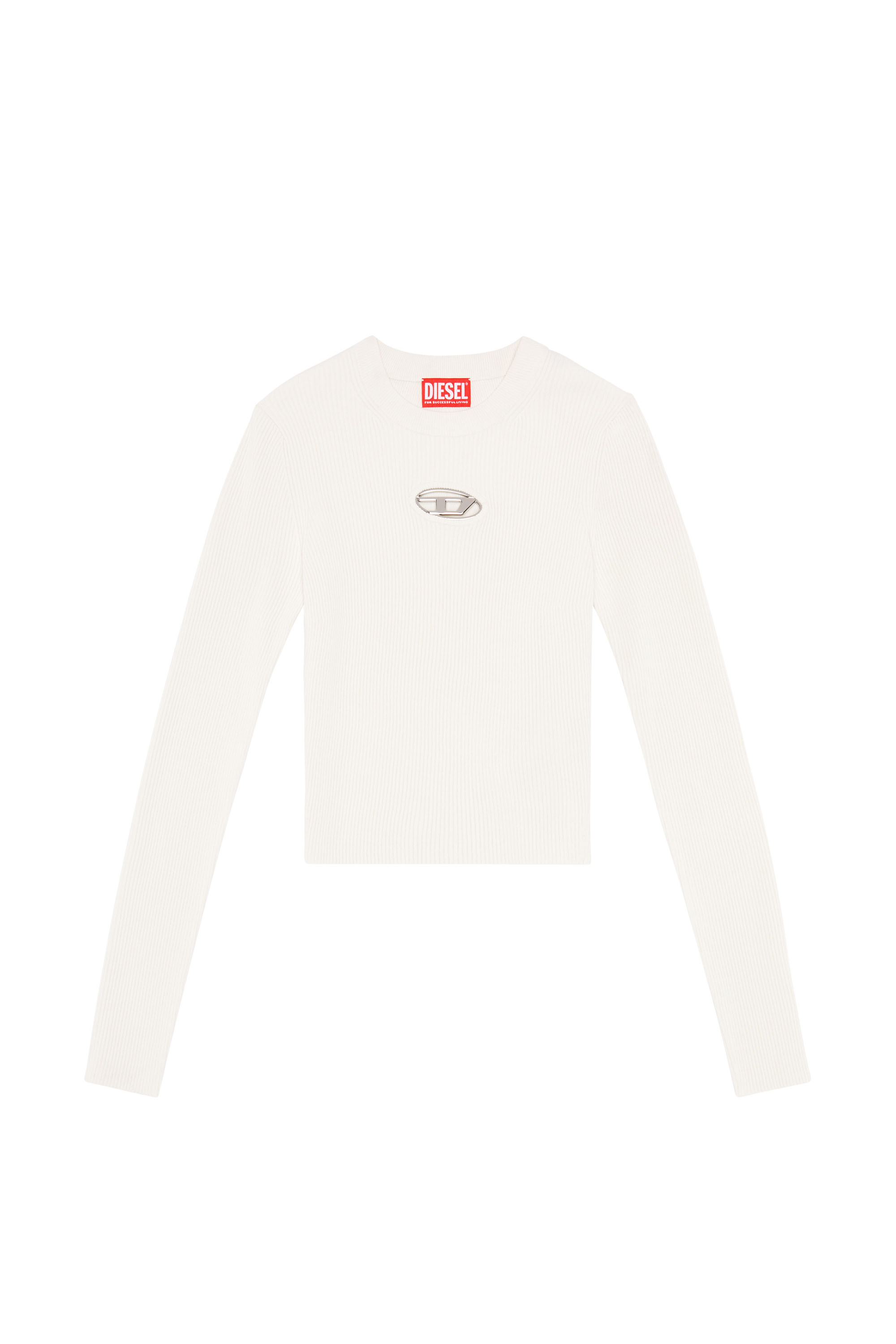 Diesel - M-VALARY, Woman's Ribbed-knit long-sleeve top in White - 5