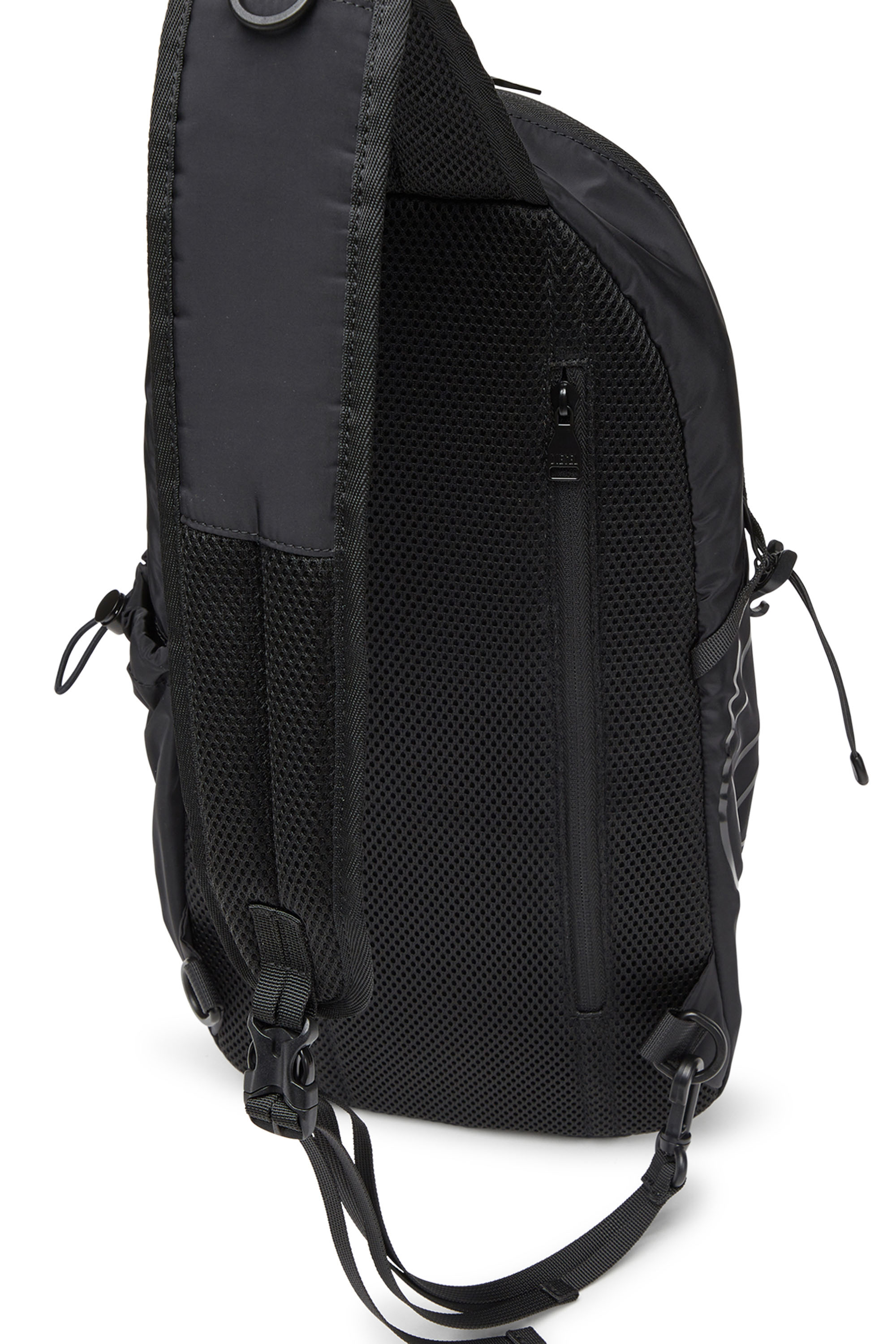 Diesel - DRAPE SLING BAG, Man's Drape-Nylon sling backpack with tonal logo in Black - 5