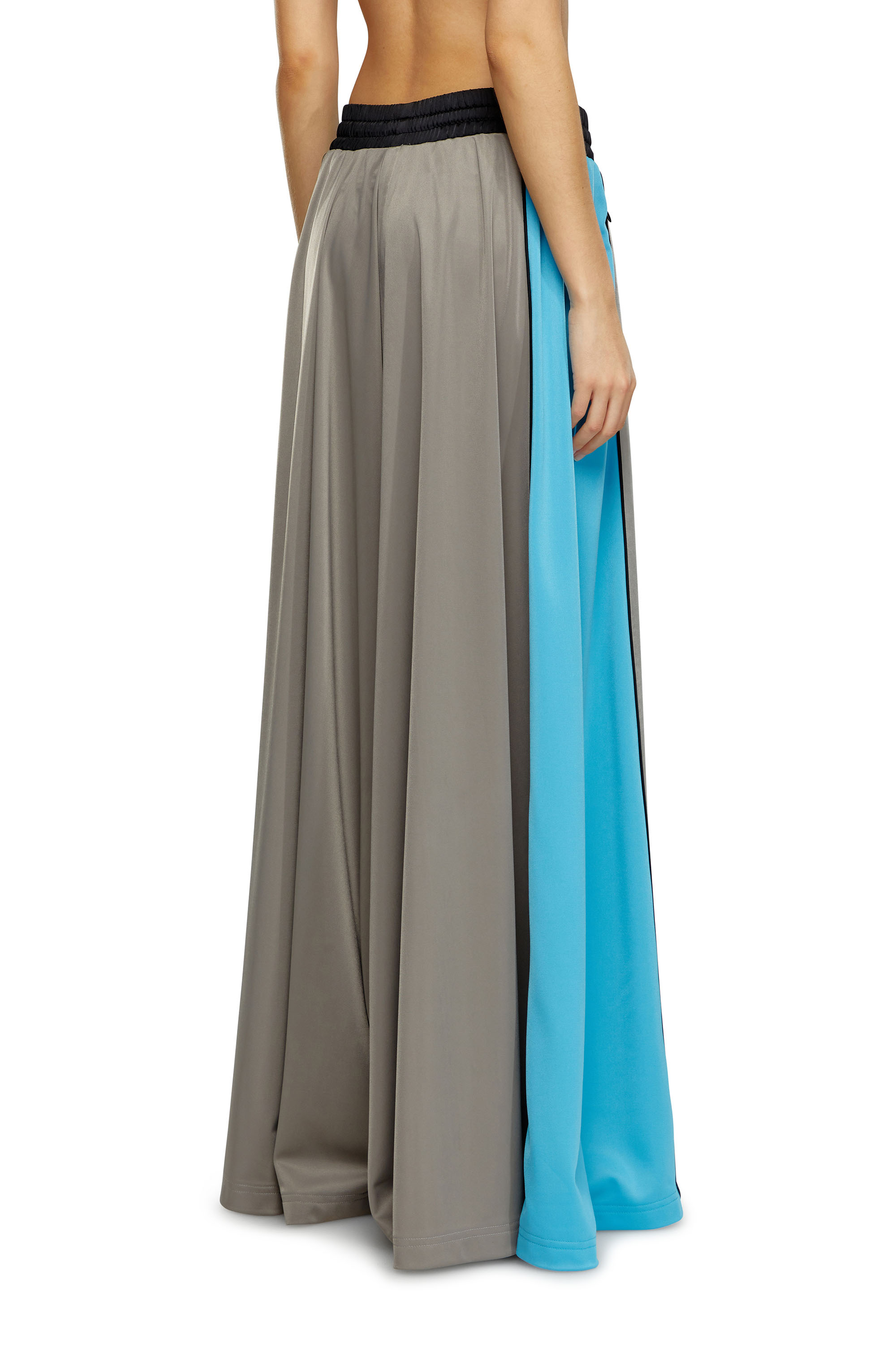 Diesel - P-WILD, Woman's Palazzo pants in satin and double knit in Blue/Grey - 2