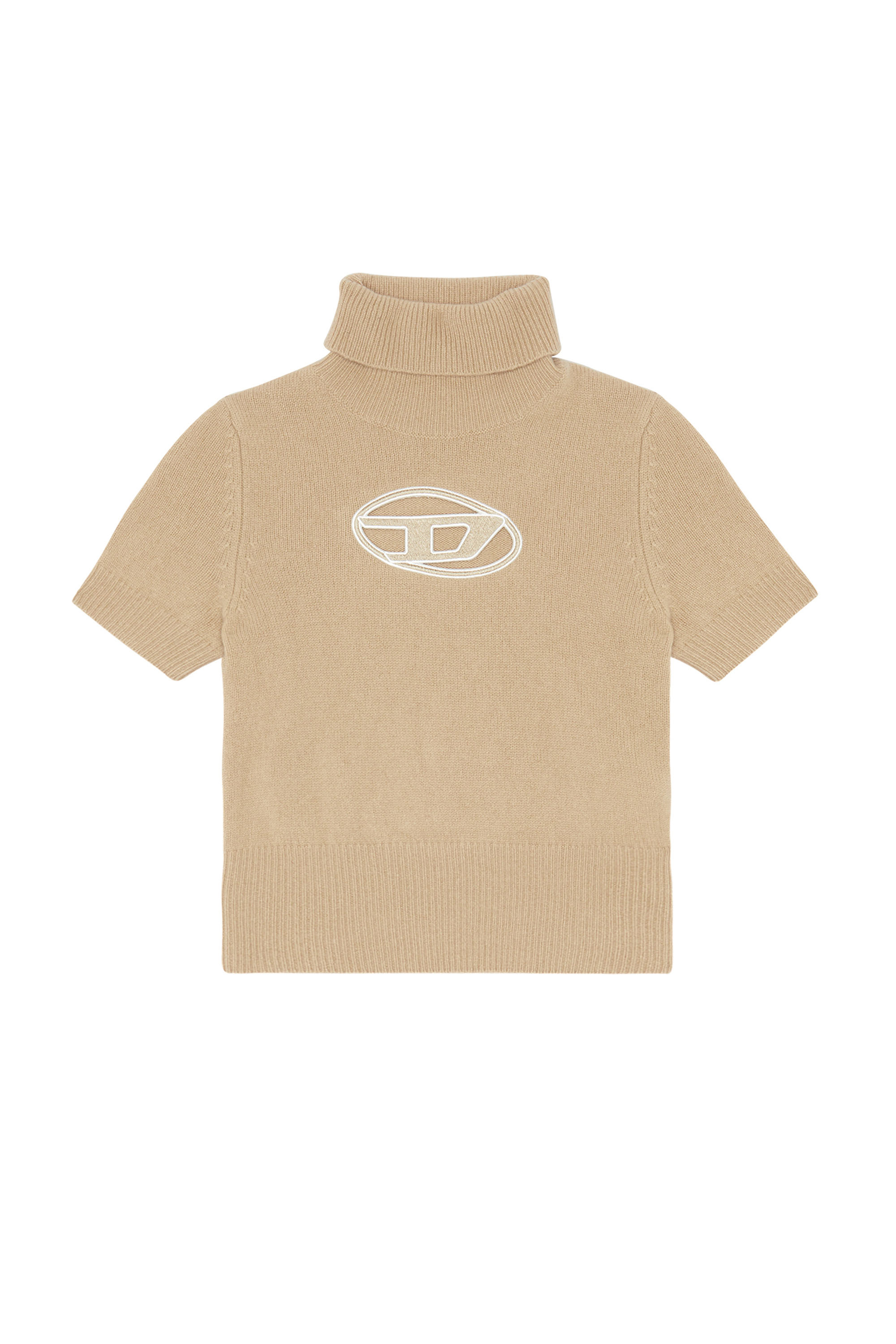 Diesel - M-ARGARET, Woman's Short-sleeve jumper with cut-out logo in Beige - 6