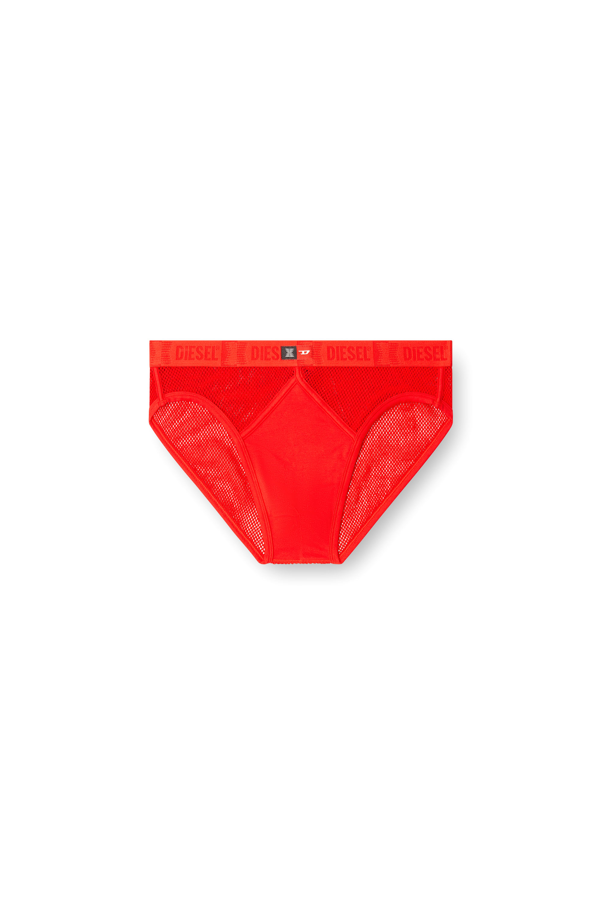 Diesel - STRING-AND-LACE-BRIEFS, Bóxers ajustados de malla con panel de tejido Hombre in Rojo - 4