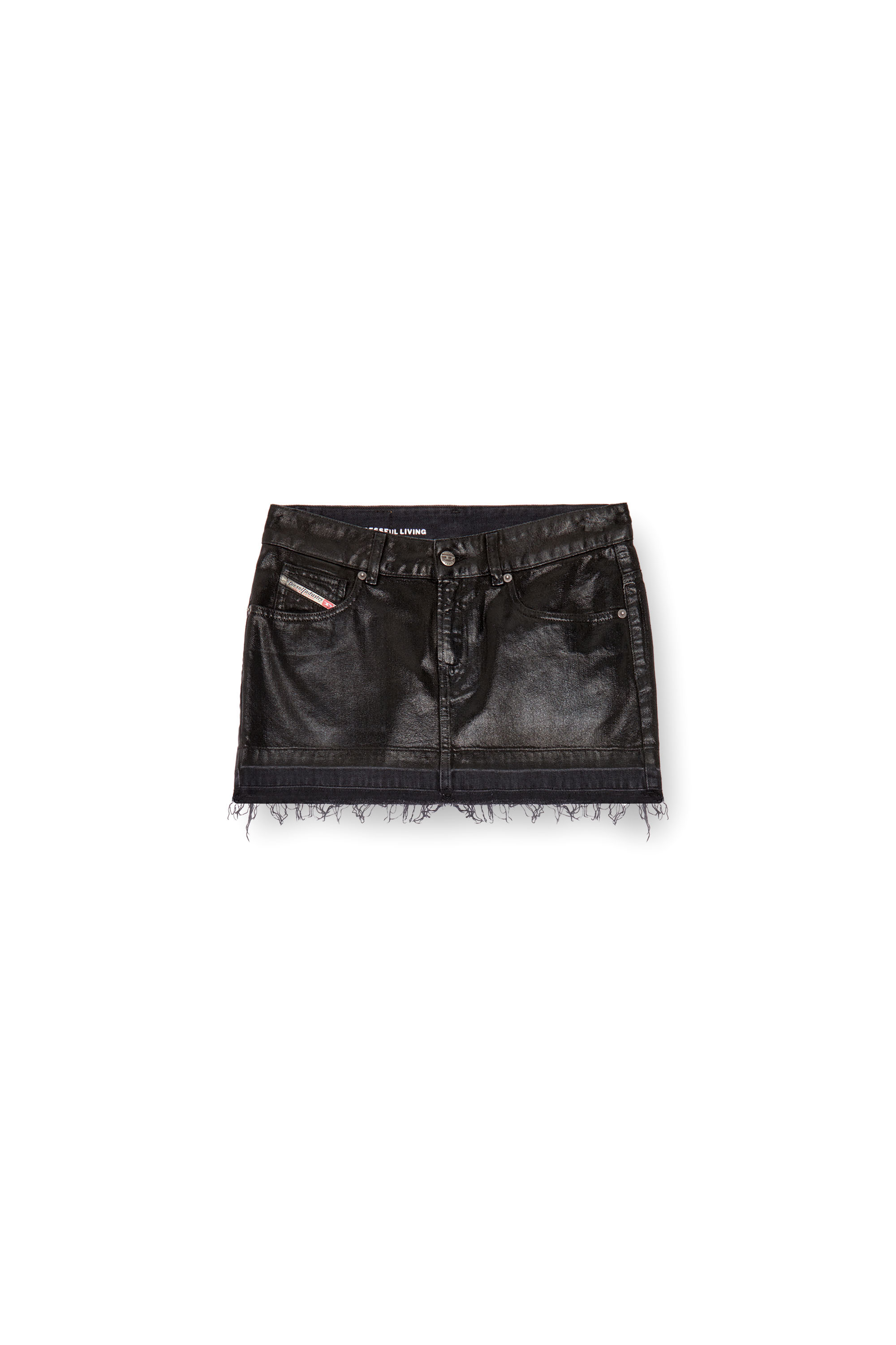 Diesel - DE-RON, Woman's Mini skirt in coated tailoring denim in Black - 4