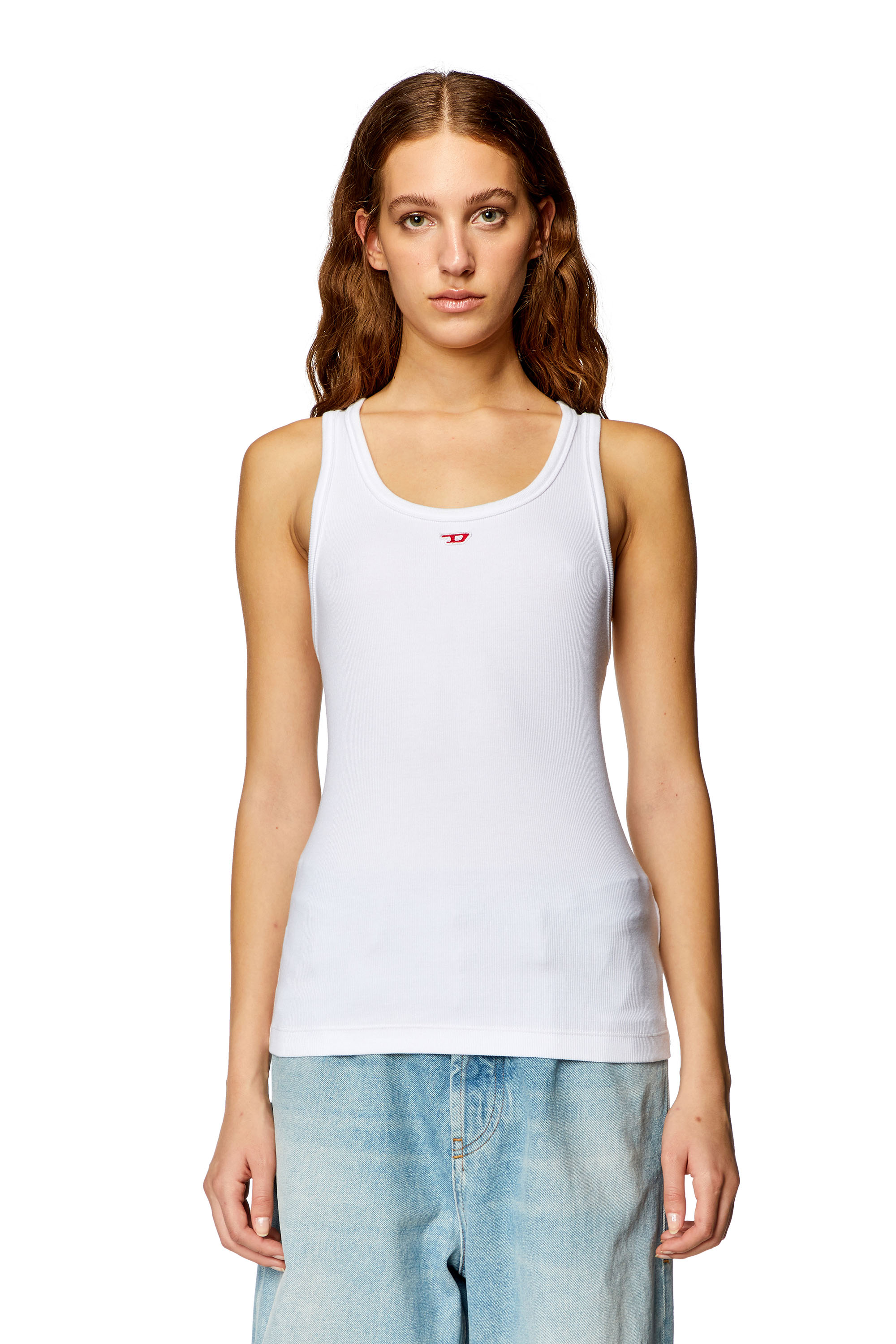 Diesel - T-ANKY-D, Woman's Tank top with embroidered D patch in White - 5