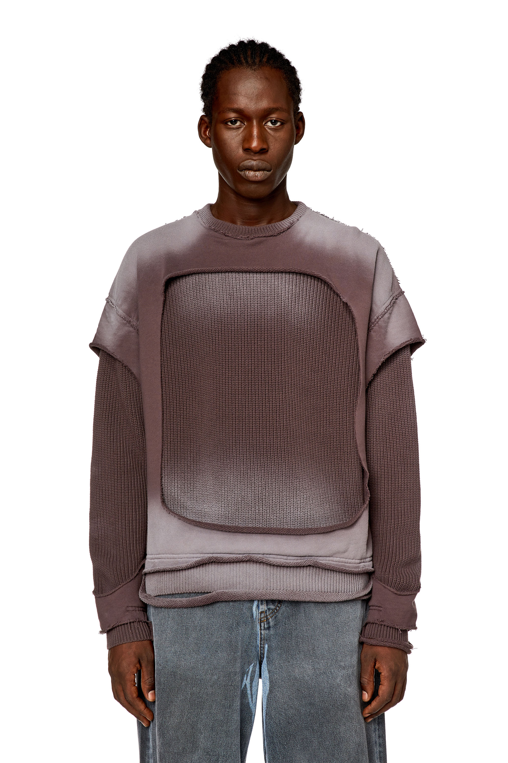 Diesel - K-OSBERT, Man's Jumper with destroyed peel-off effect in Dark grey - 1