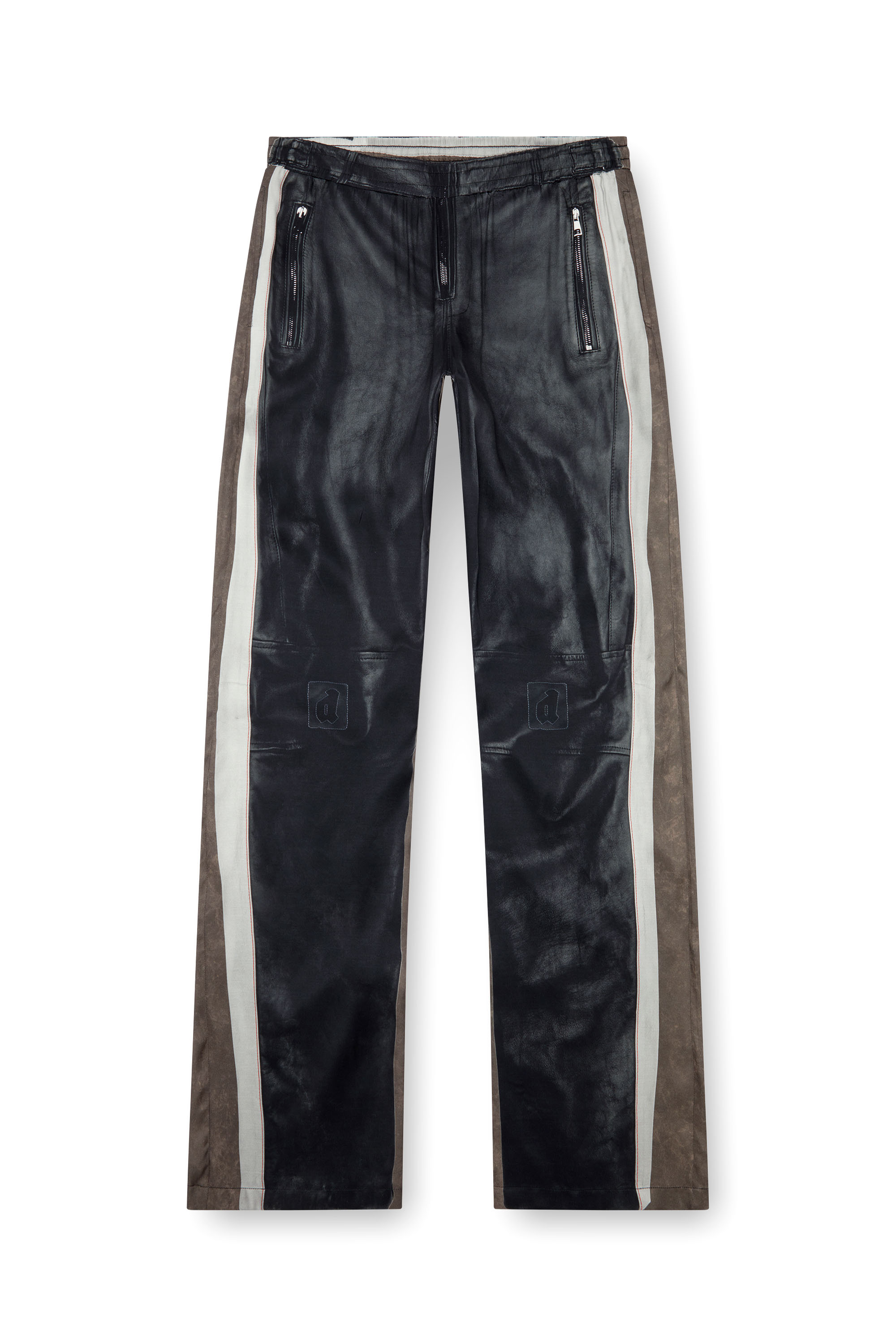 Diesel - P-AFTER, Man's Viscose pants with leather-effect print in Black - 5