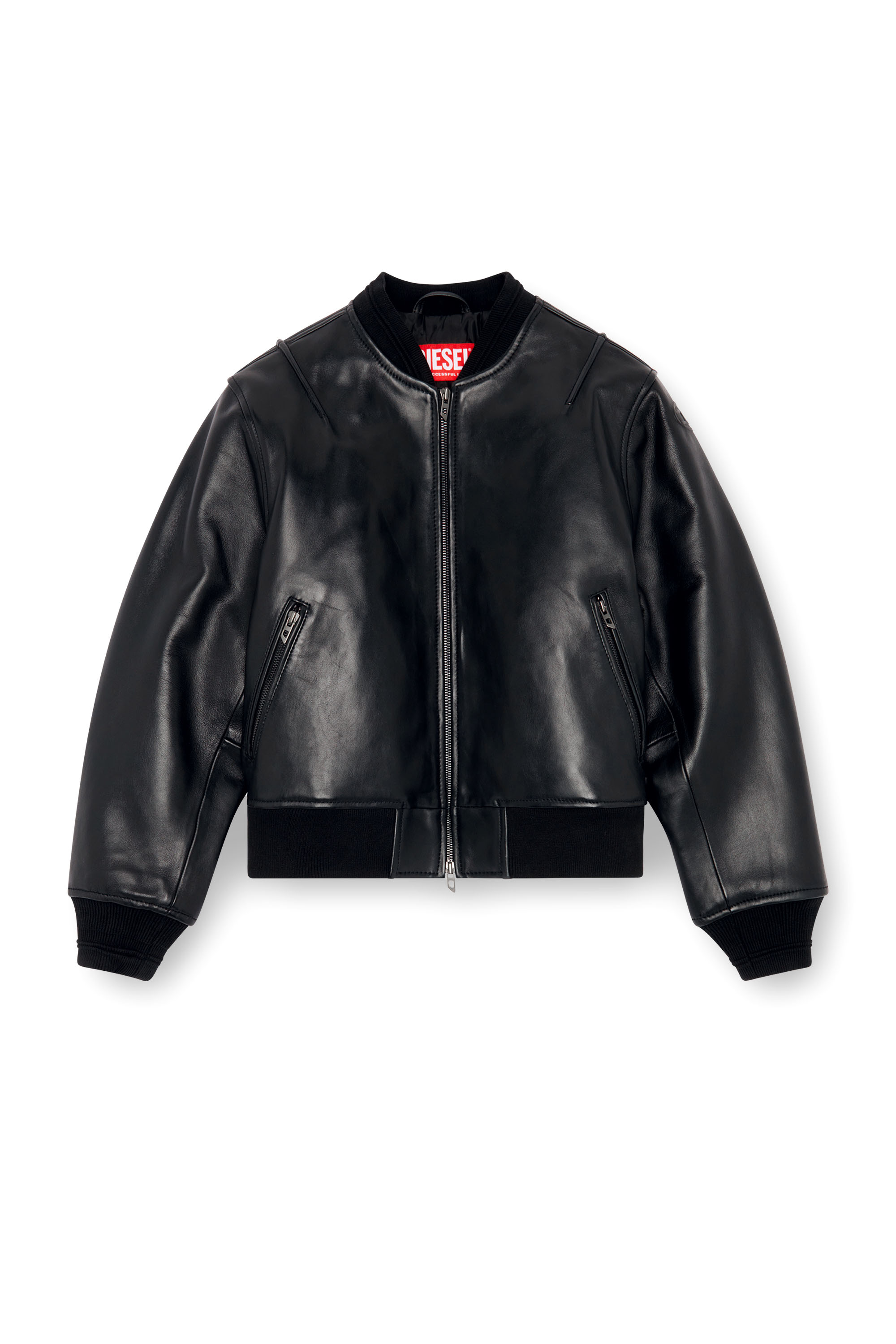 Diesel - L-ILAN, Woman's Oversized leather bomber jacket in Black - 5