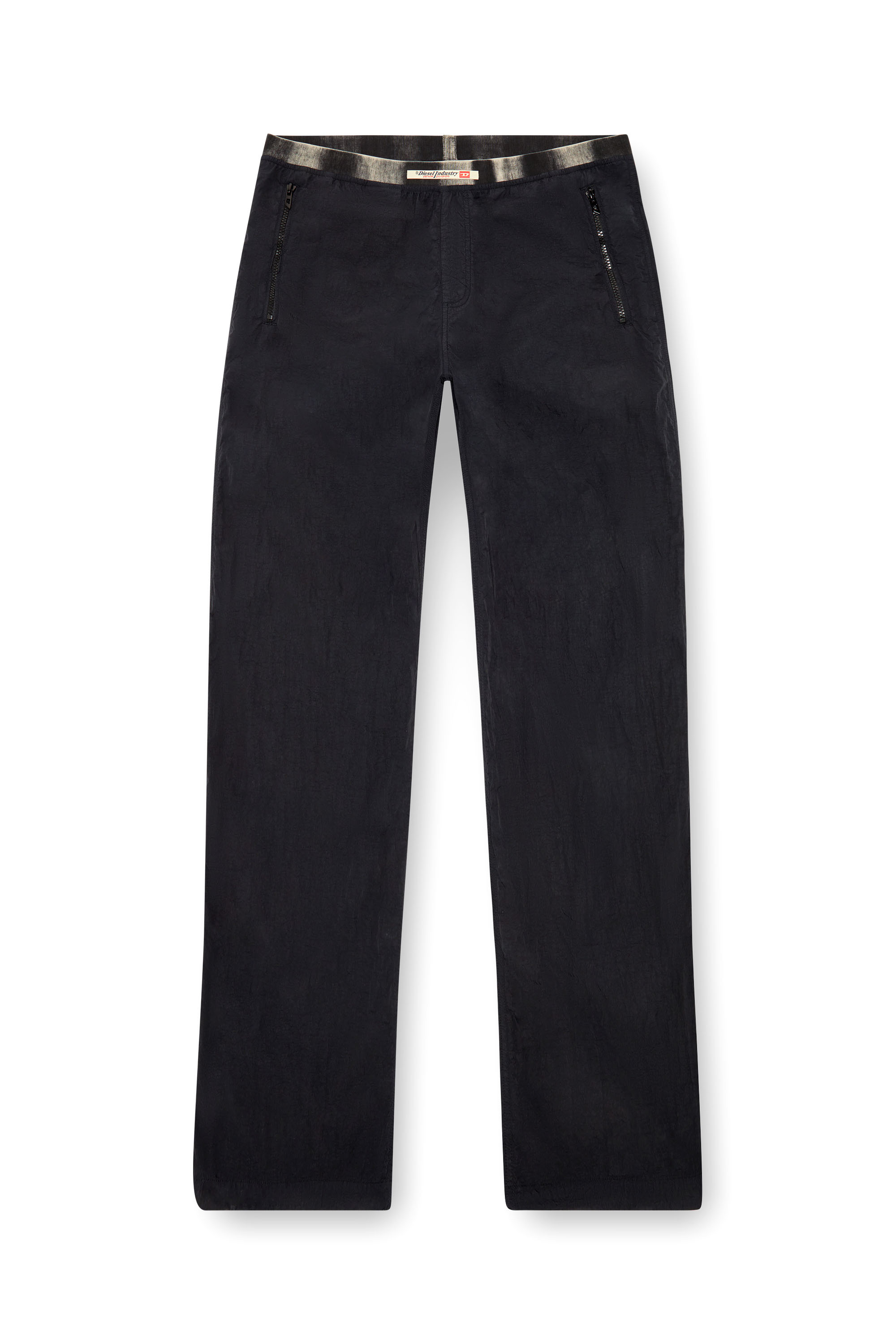 Diesel - P-POST, Man's Lightweight pants in wrinkled nylon in Black - 4