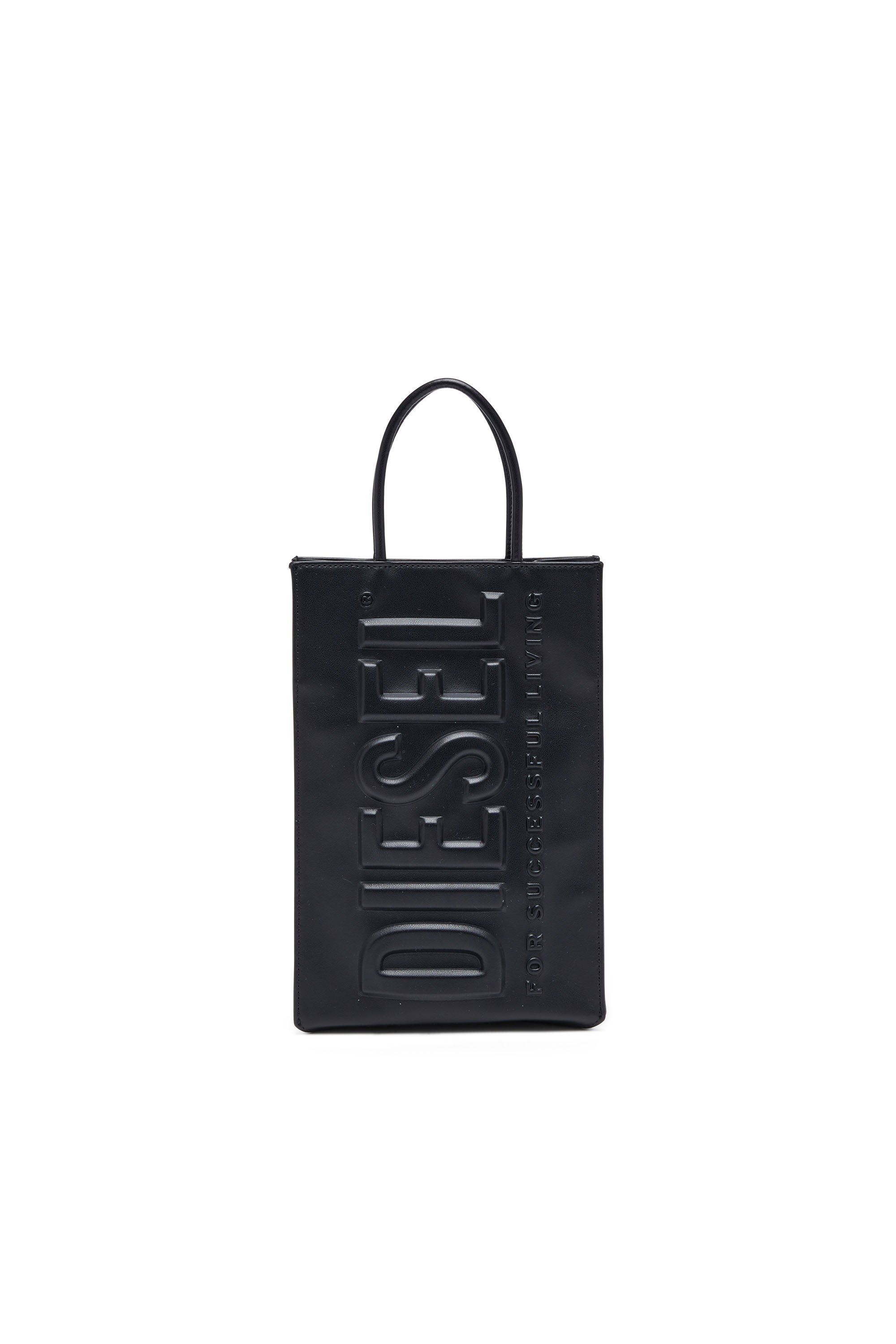 Diesel - DSL 3D SHOPPER M X, Man's Dsl 3D M-PU tote bag with embossed logo in Black - 1