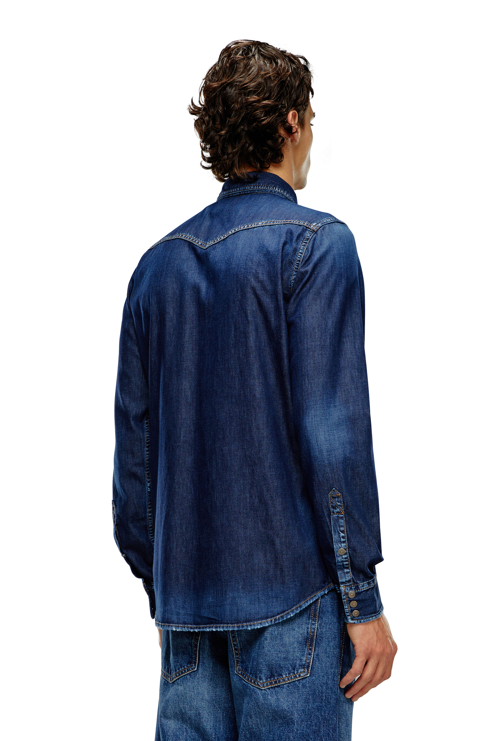 Diesel - D-VEGA, Man's Overshirt in denim in Dark Blue - 2