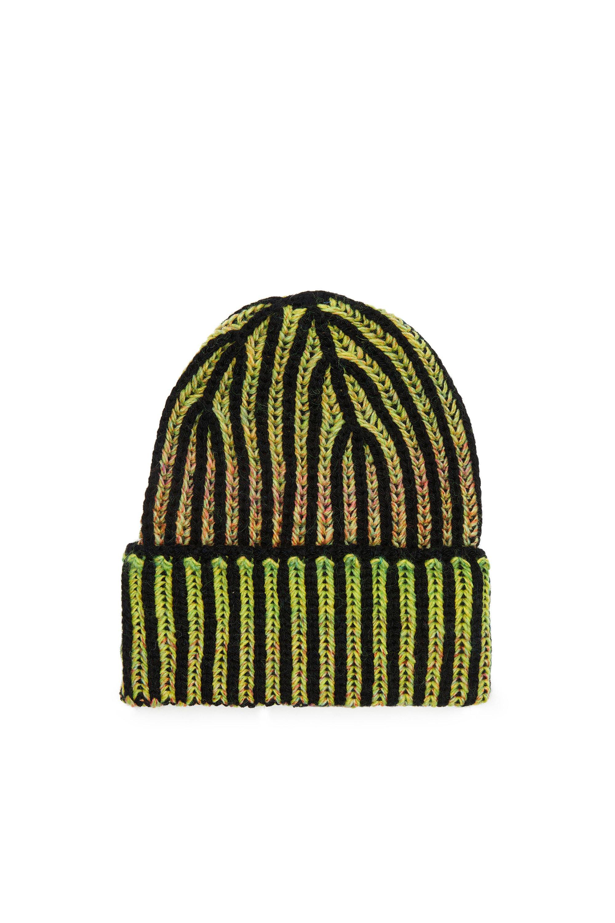 Diesel - K-BIRBY, Gorro en canalé con rayas de neón en degradé Unisex in Multicolor - 2