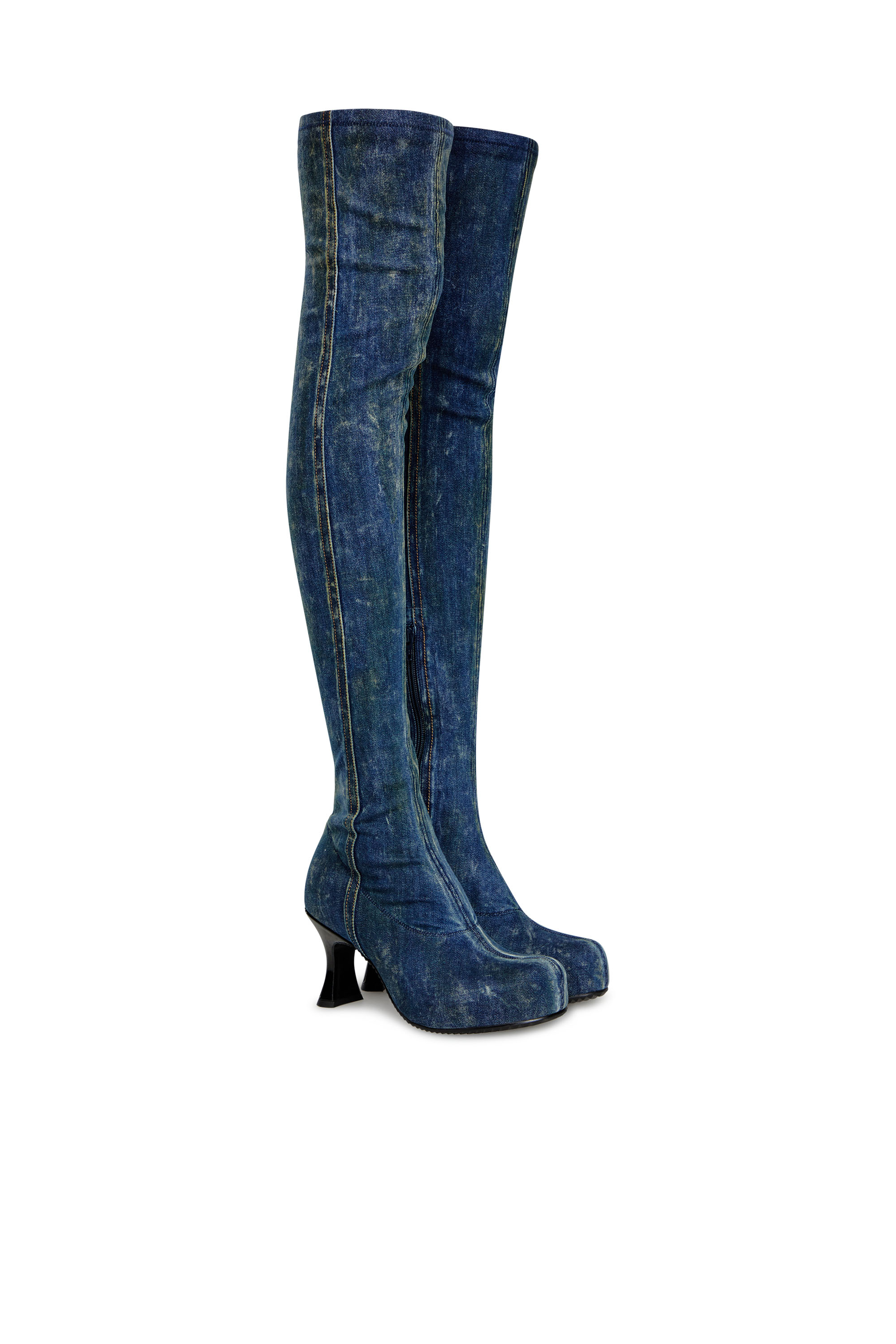 Diesel - D-WOODSTOCK TBT, D-Woodstock-Botas por encima de la rodilla en denim Mujer in Azul marino - 2