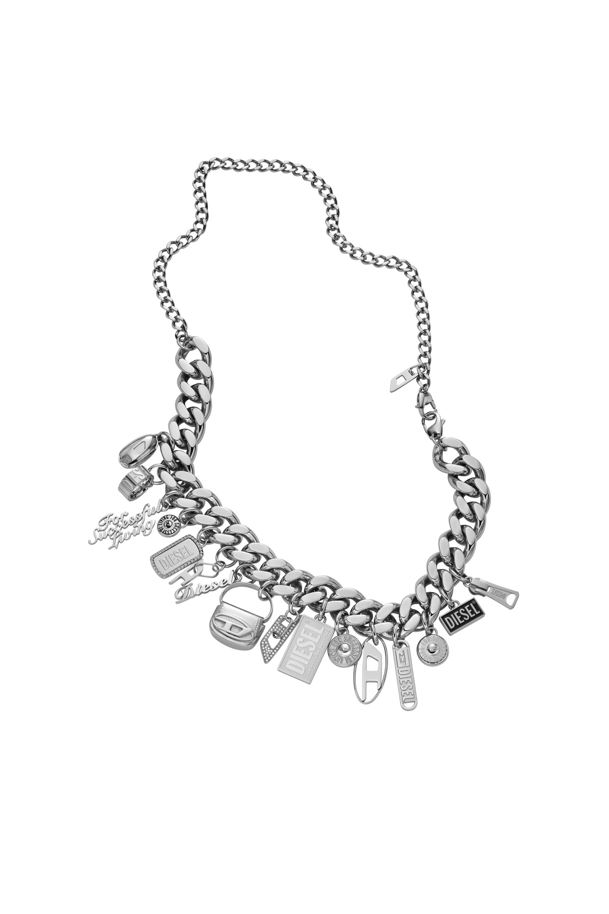 Diesel - DX1521 JEWEL, Unisex's Stainless steel charm chain necklace in Silver - 2