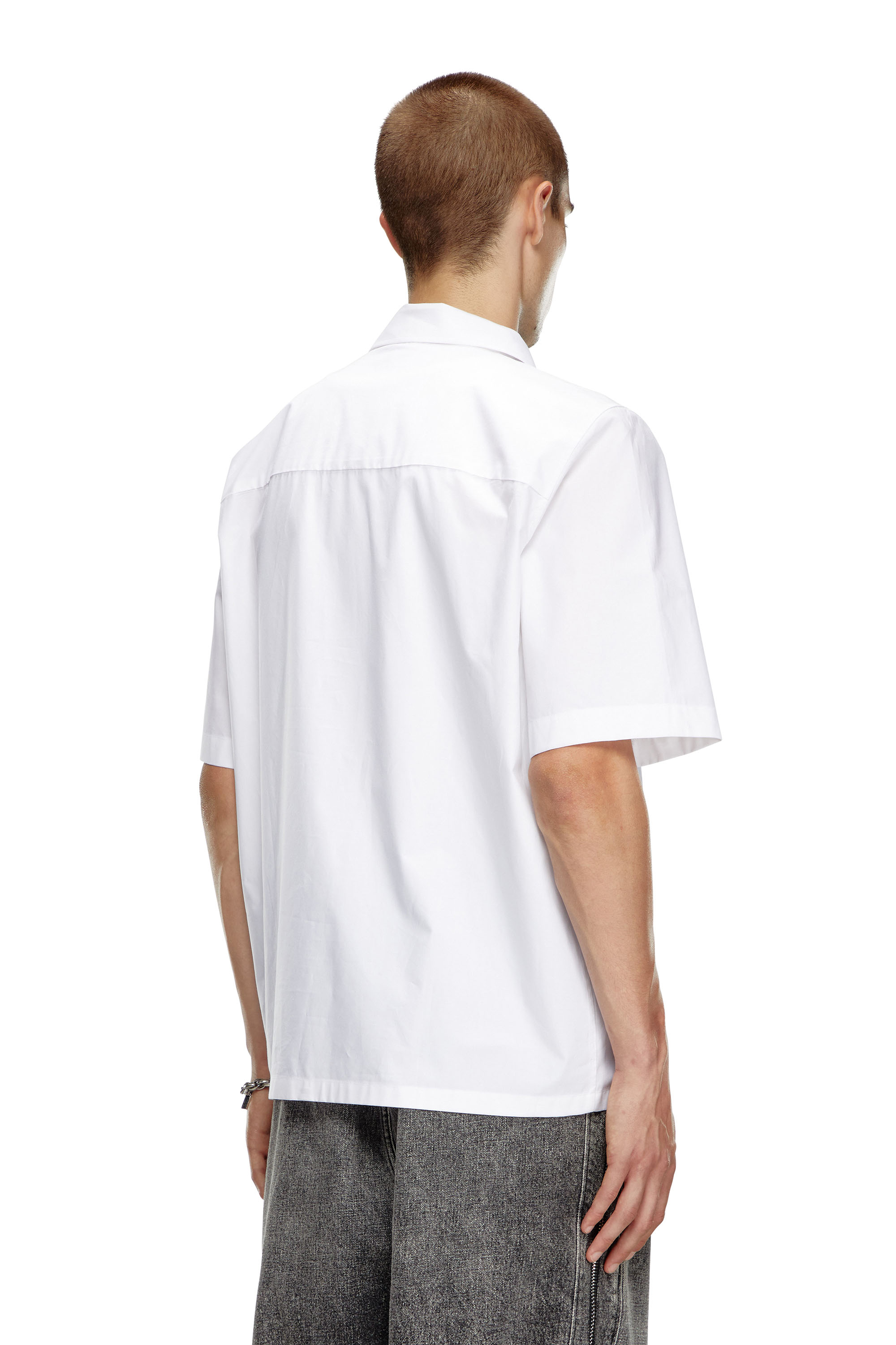 Diesel - S-MAC-C, Man's Bowling shirt with logo embroidery in White - 2