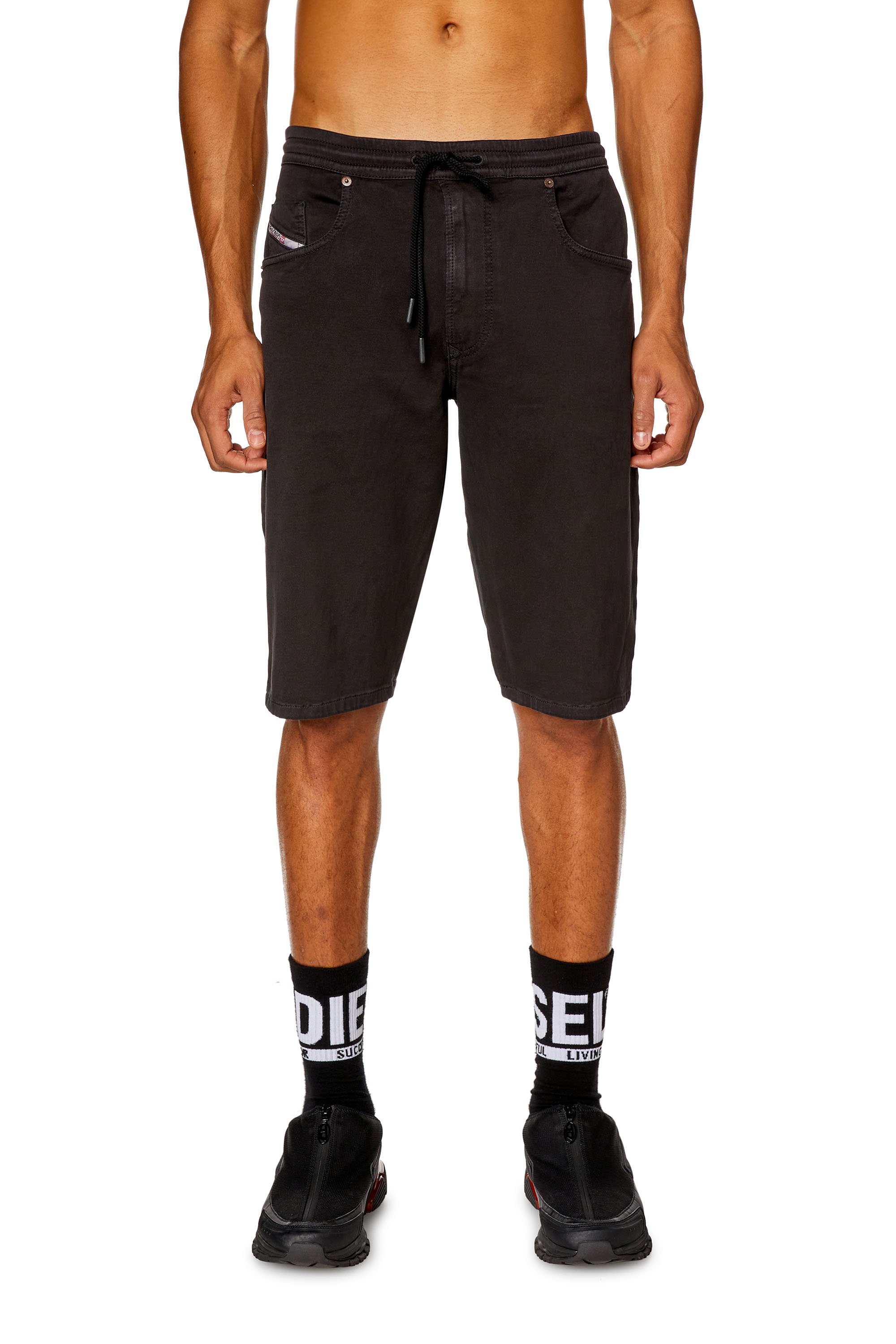 Diesel - 2033 D-KROOLEY-SHORT JOGG, Man's Chino shorts in JoggJeans in Black - 1