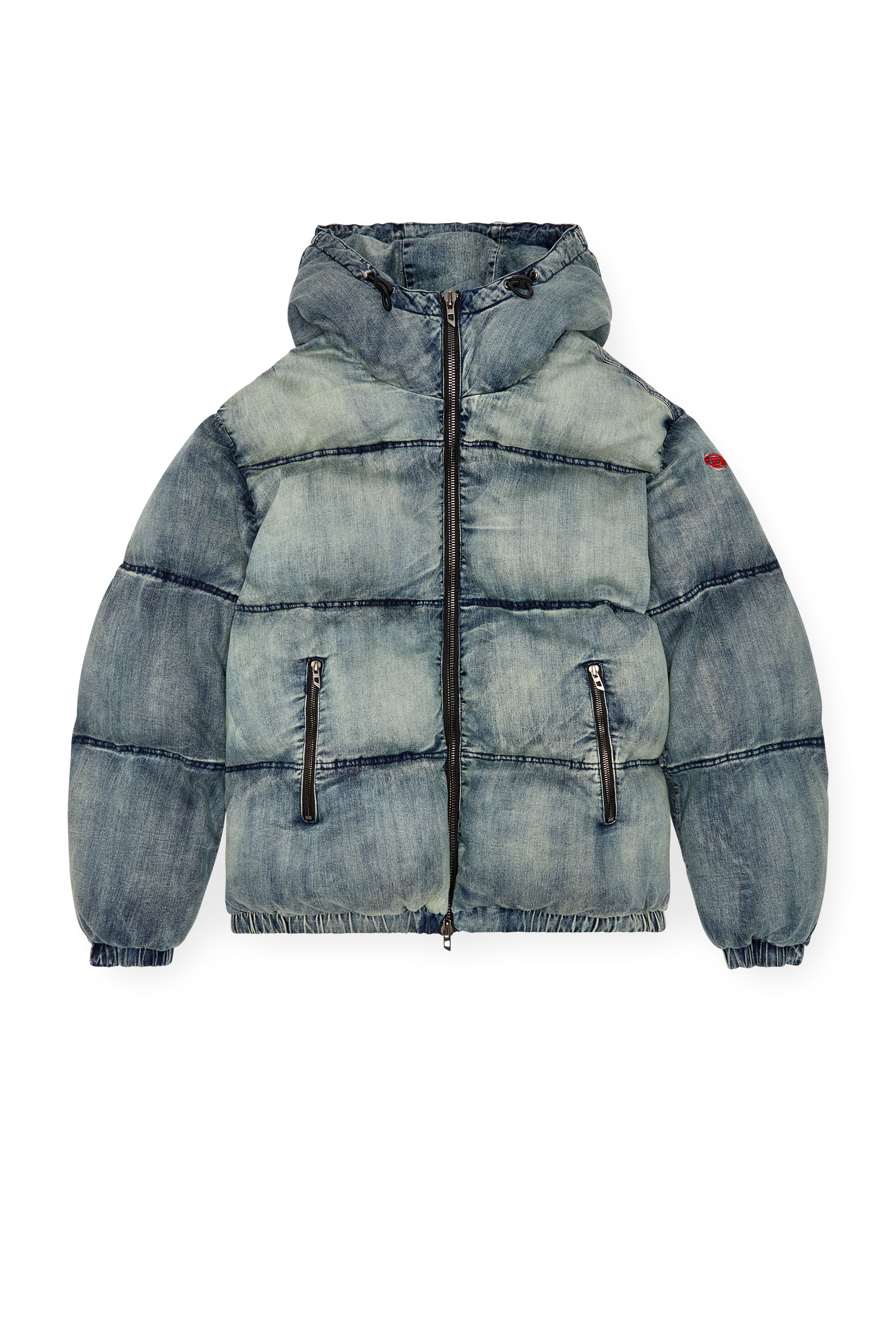 Diesel - W-MONS, Man's Puffer jacket in treated denim in Blue - 6