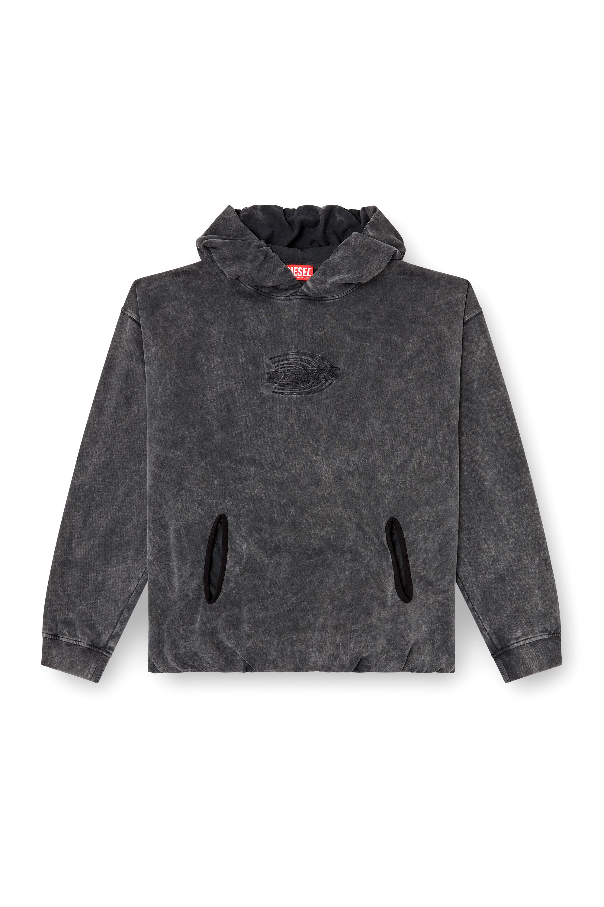 Diesel - S-BOXSTIC-HOOD, Sudadera con capucha lavada al ácido con fruncidos Unisex in Gris - 6