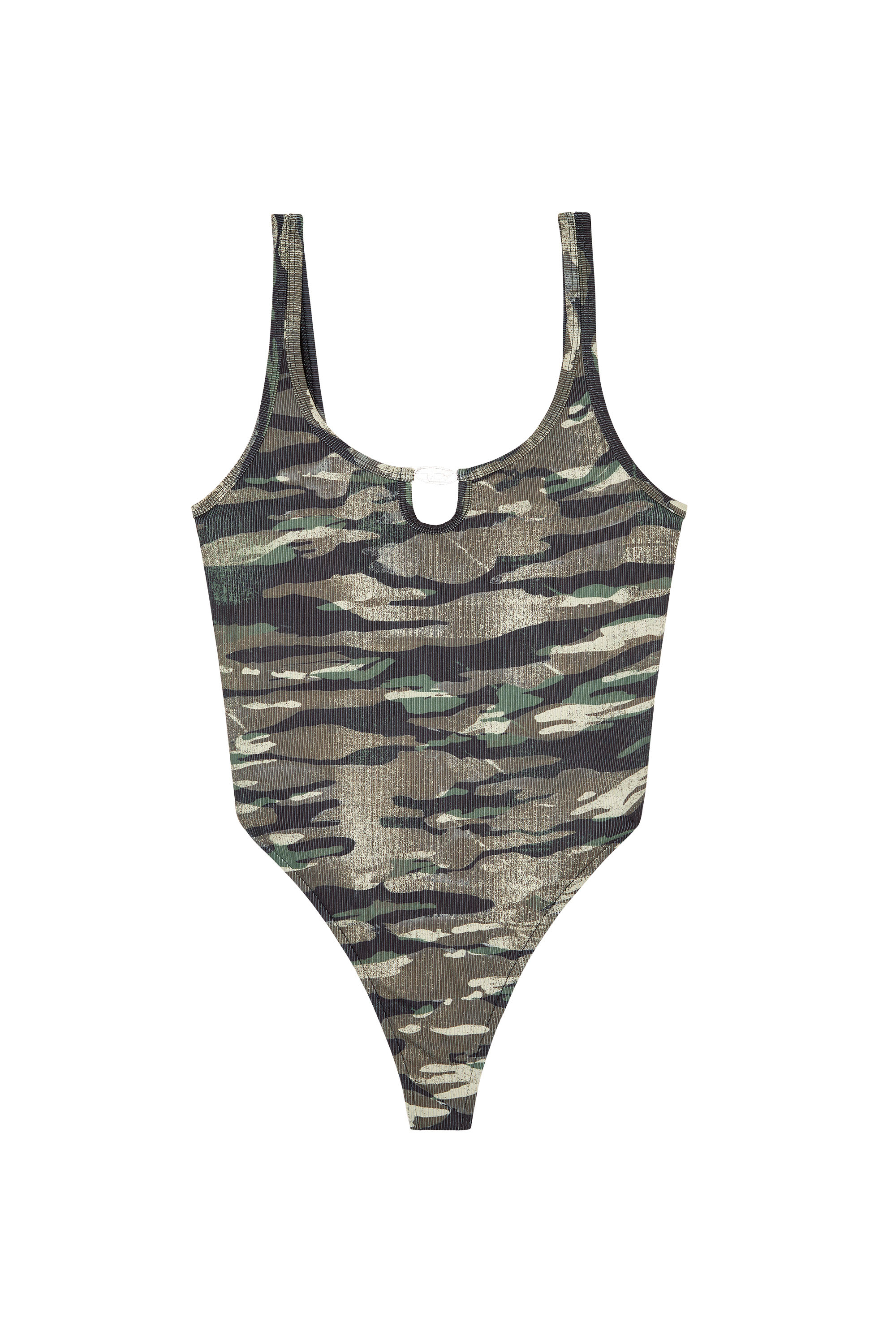 Diesel - BFSW-UT-BODY, Woman's Ribbed swimsuit with camo print in Green Camouflage - 4