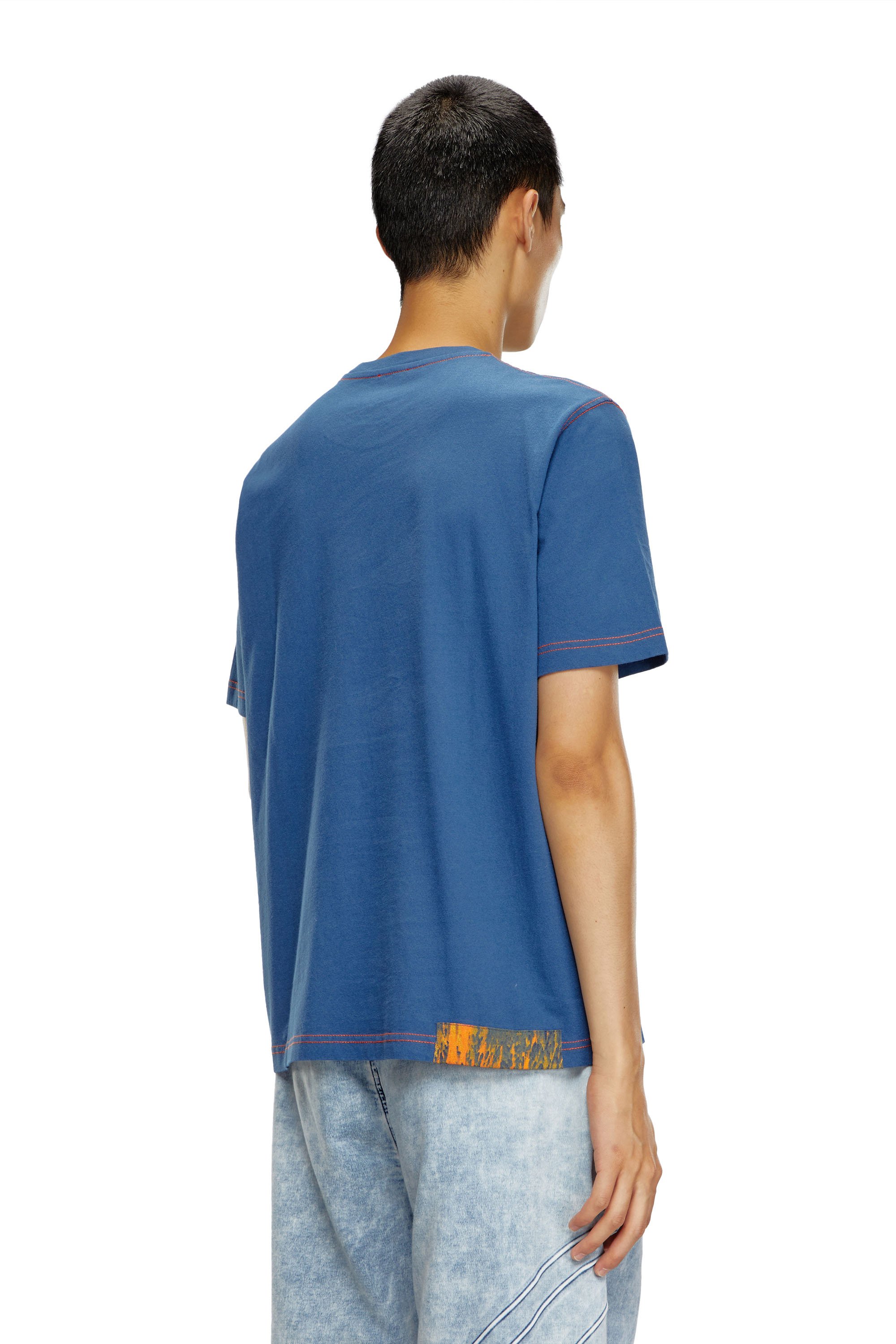 Diesel - T-ADJUST-Q4, Man's T-shirt with splotched logo in Azure - 2