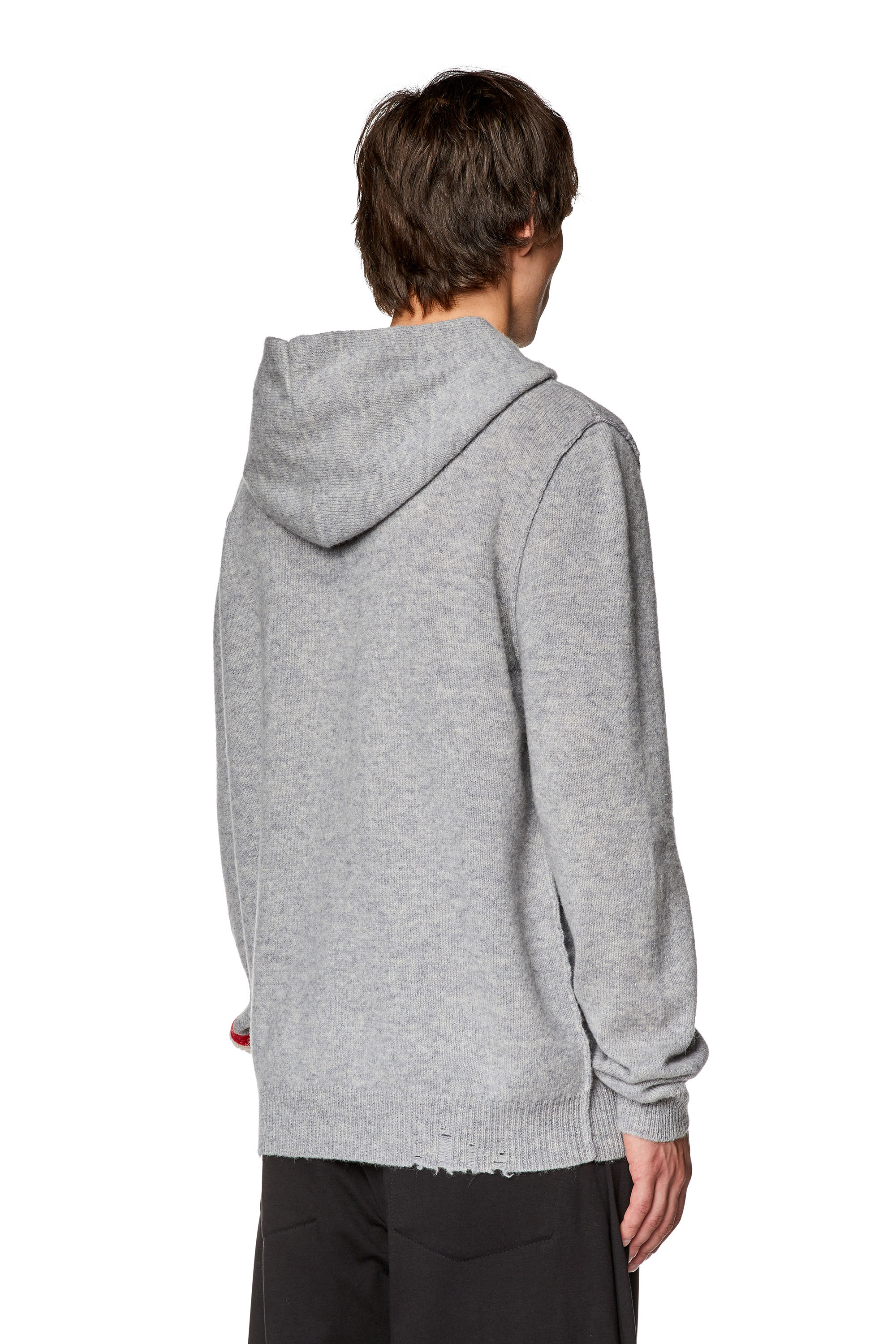 Diesel - K-TELENDO, Man's Wool hoodie with cut-up logo in Grey - 2