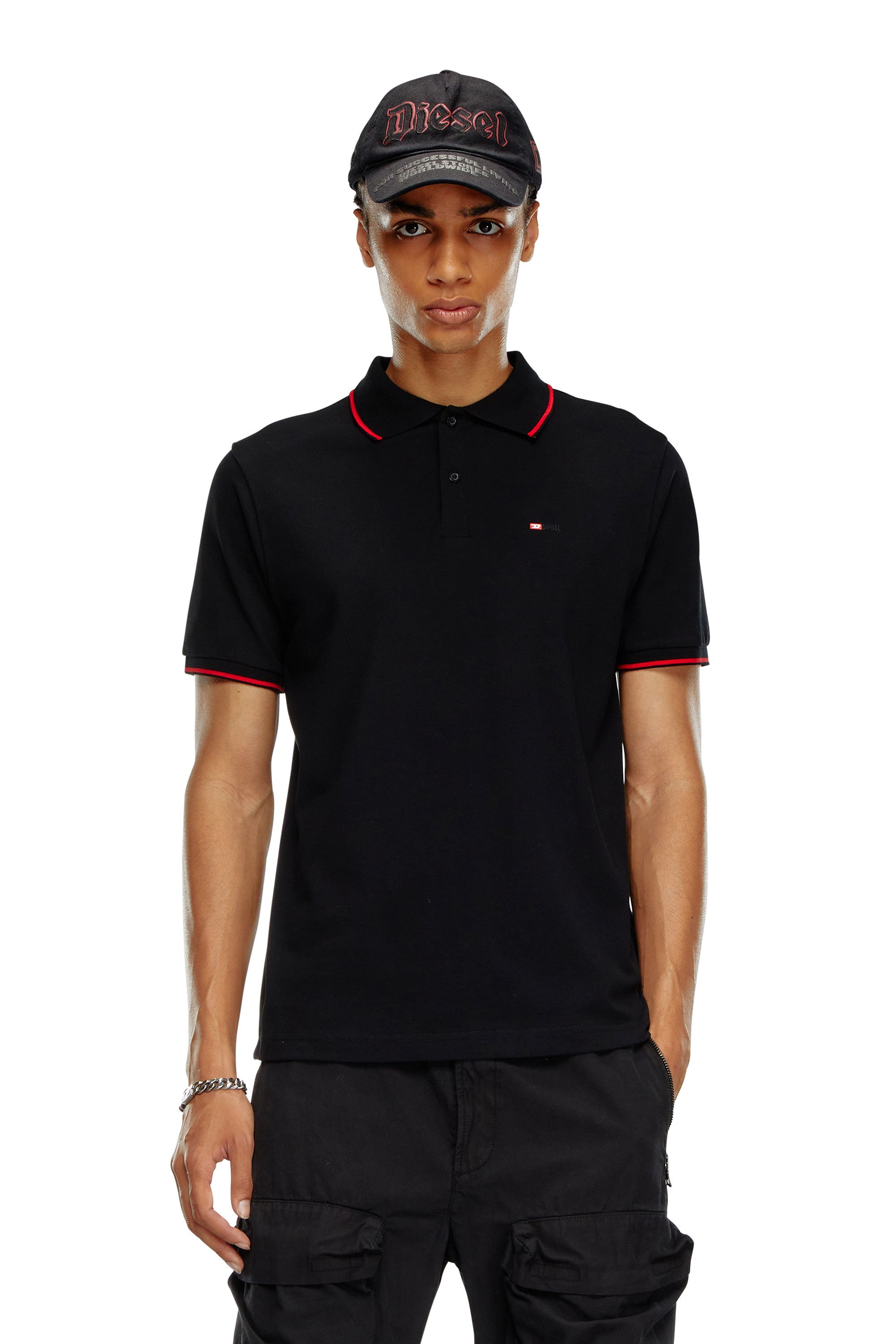 Diesel - T-FERRY-MICRODIV, Camisa polo con pequeño bordado Diesel Hombre in Negro - 1