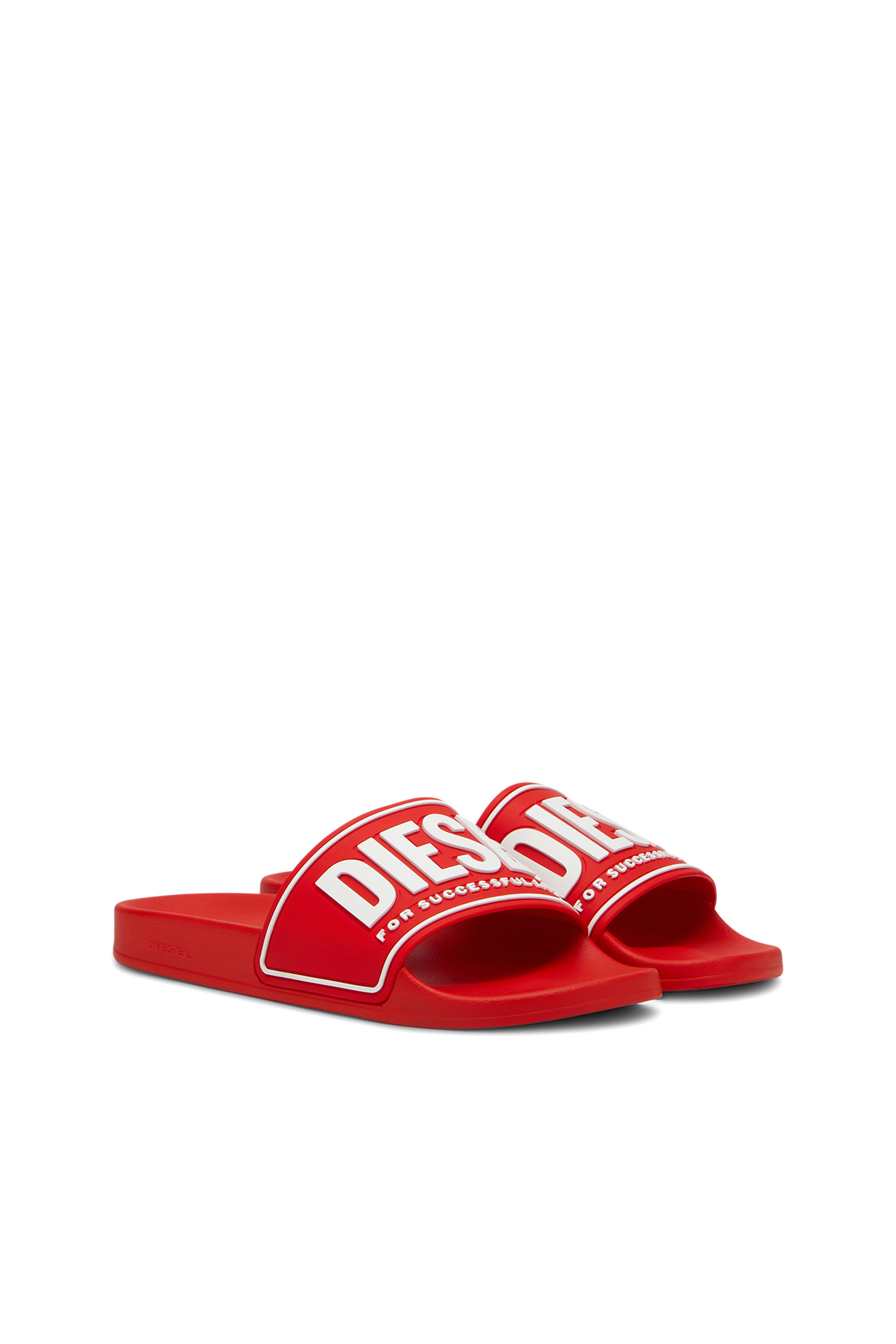 Diesel - SA-MAYEMI CC, Man's Sa-Mayemi-Pool slides with 3D logo in Red - 2