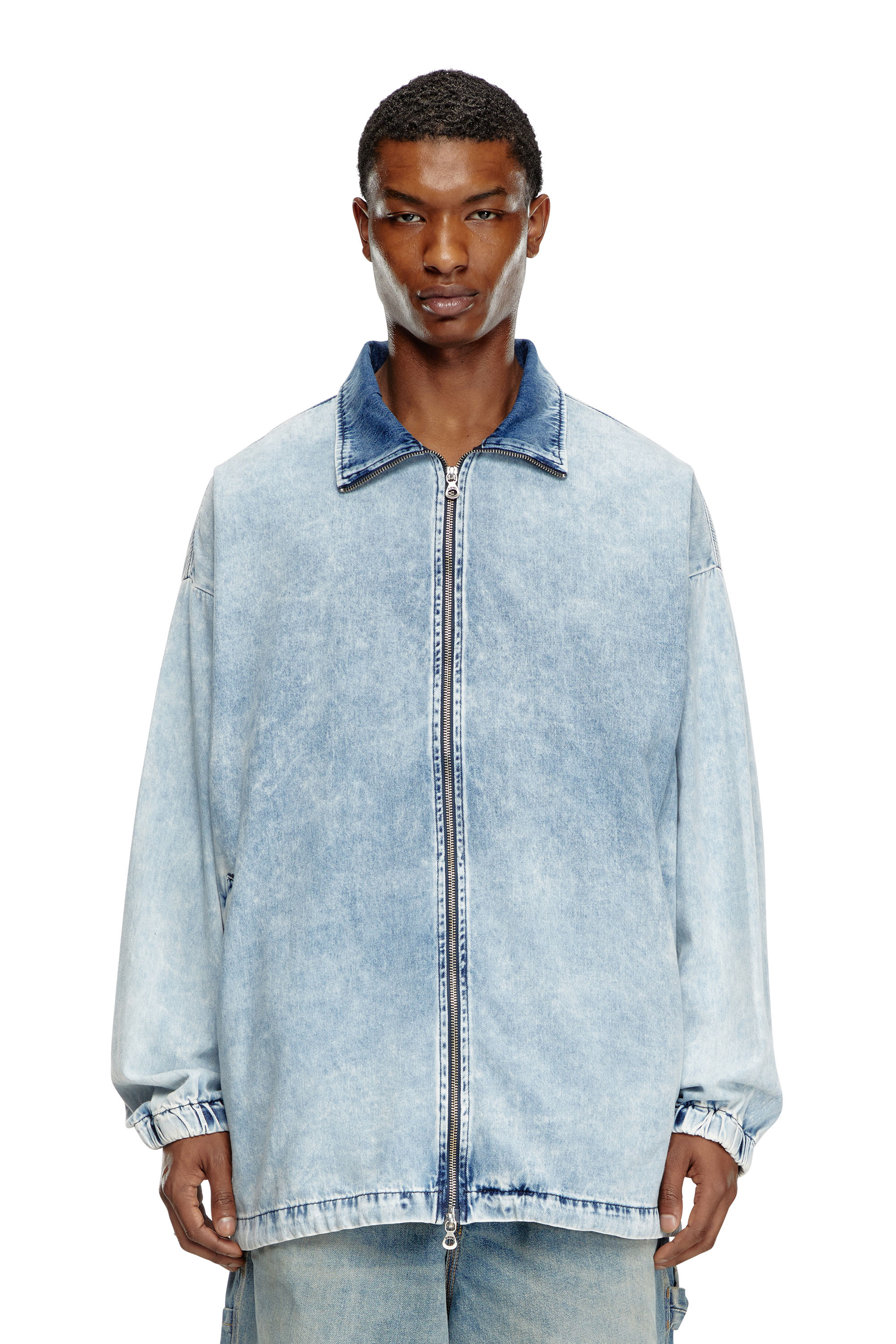 Diesel - D-KRAP-S1, Man's Denim jacket with Oval D in Light Blue - 3