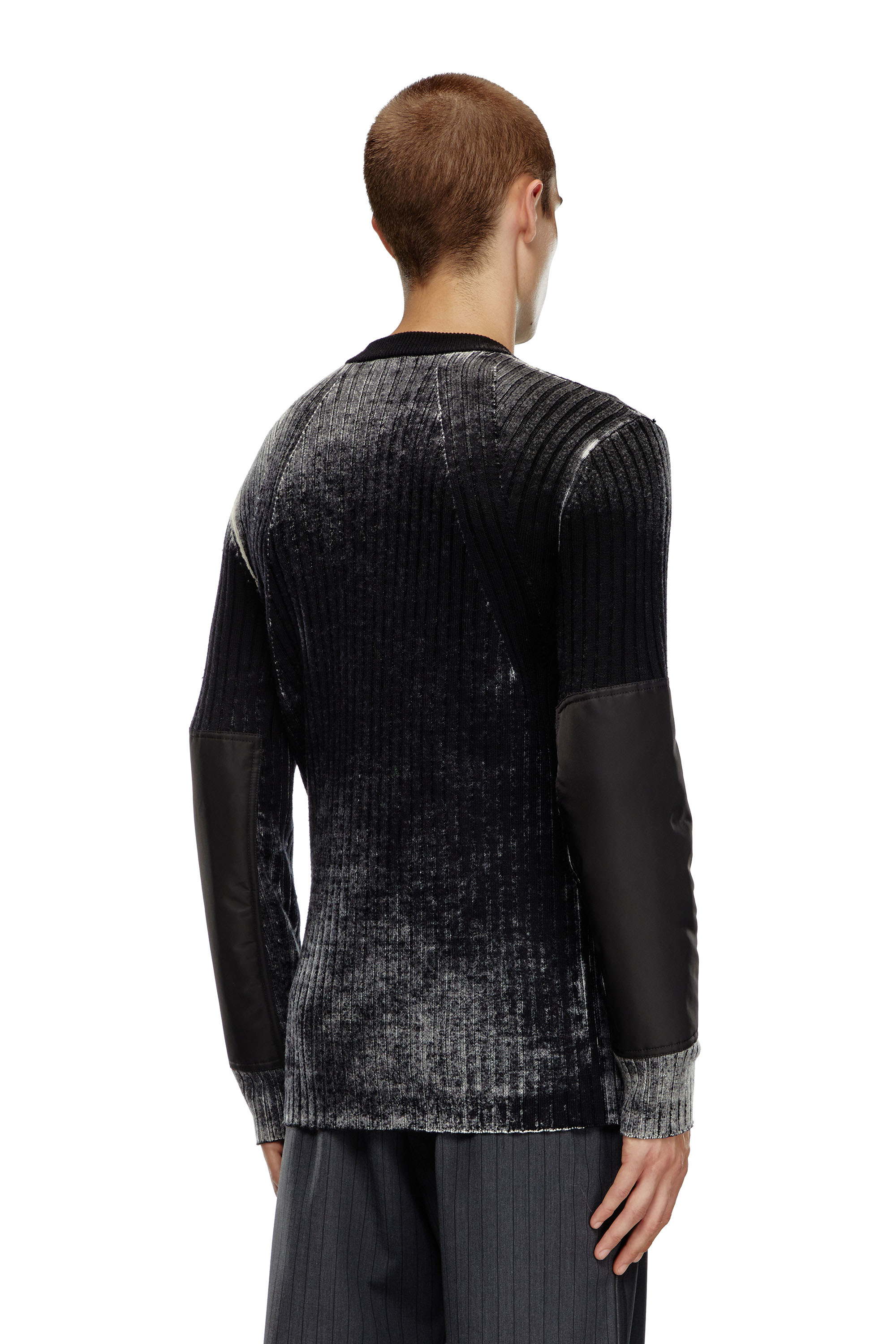 Diesel - K-RETRO, Man's Wool jumper with elbow patches in Black - 3