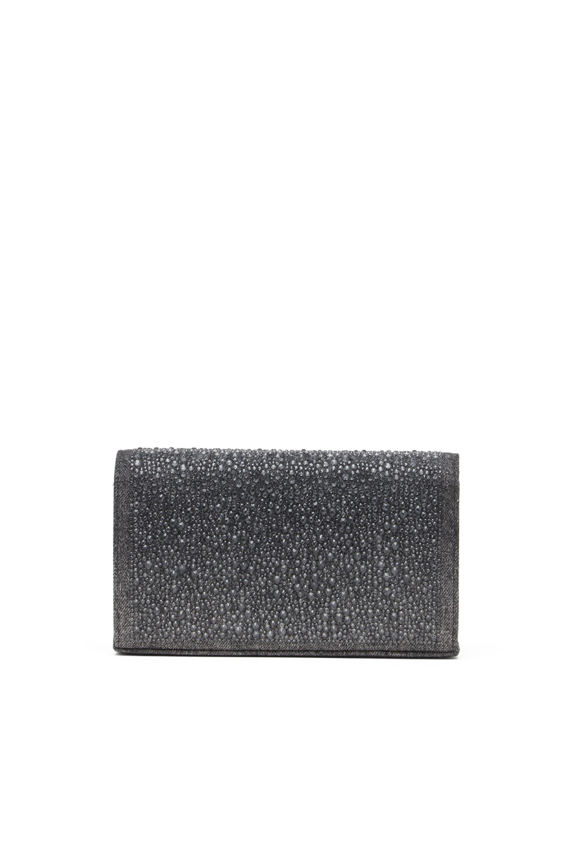 Diesel - 1DR WALLET STRAP, Monedero en denim con cristales Mujer in Negro - 2