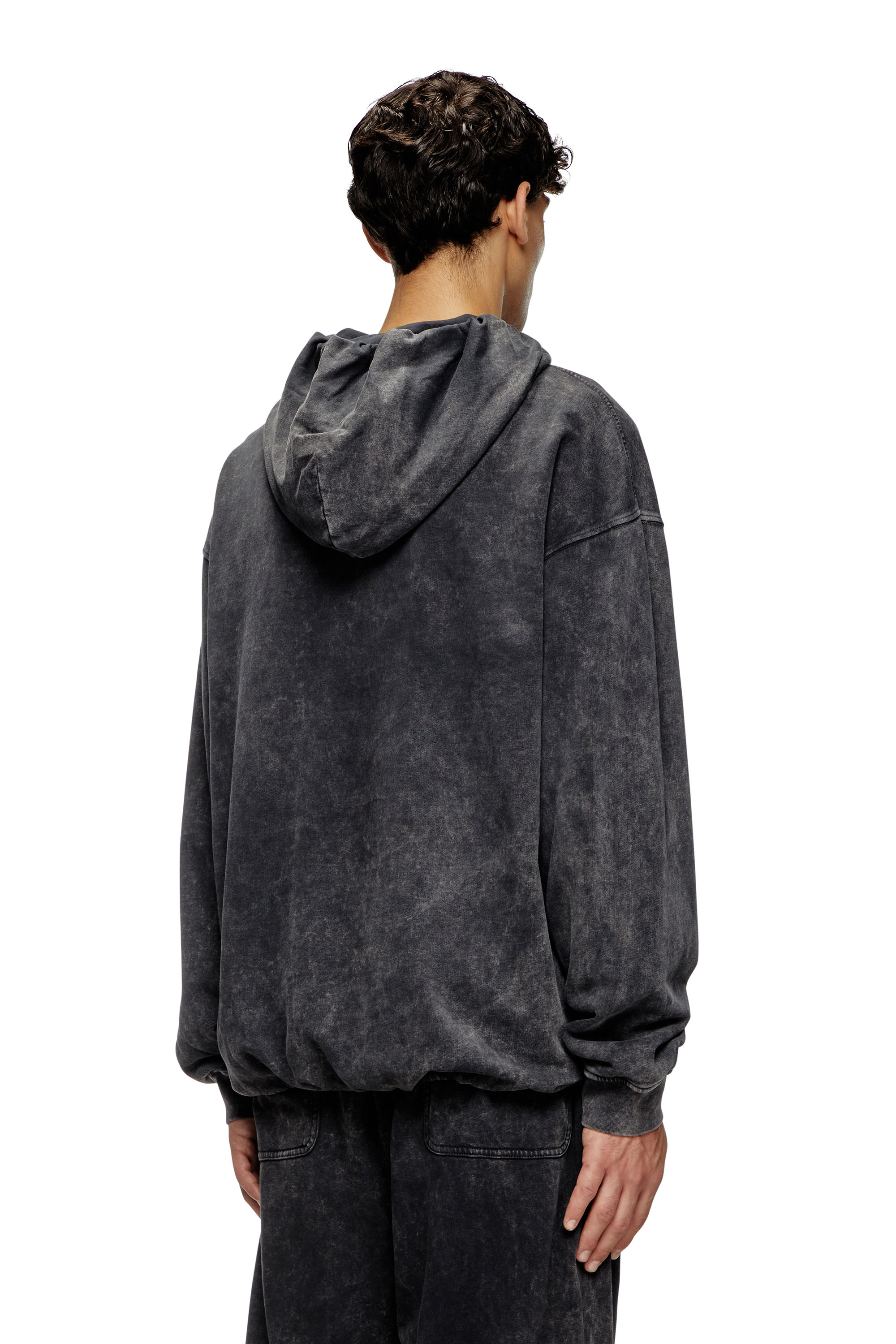 Diesel - S-BOXSTIC-HOOD, Sudadera con capucha lavada al ácido con fruncidos Unisex in Gris - 3