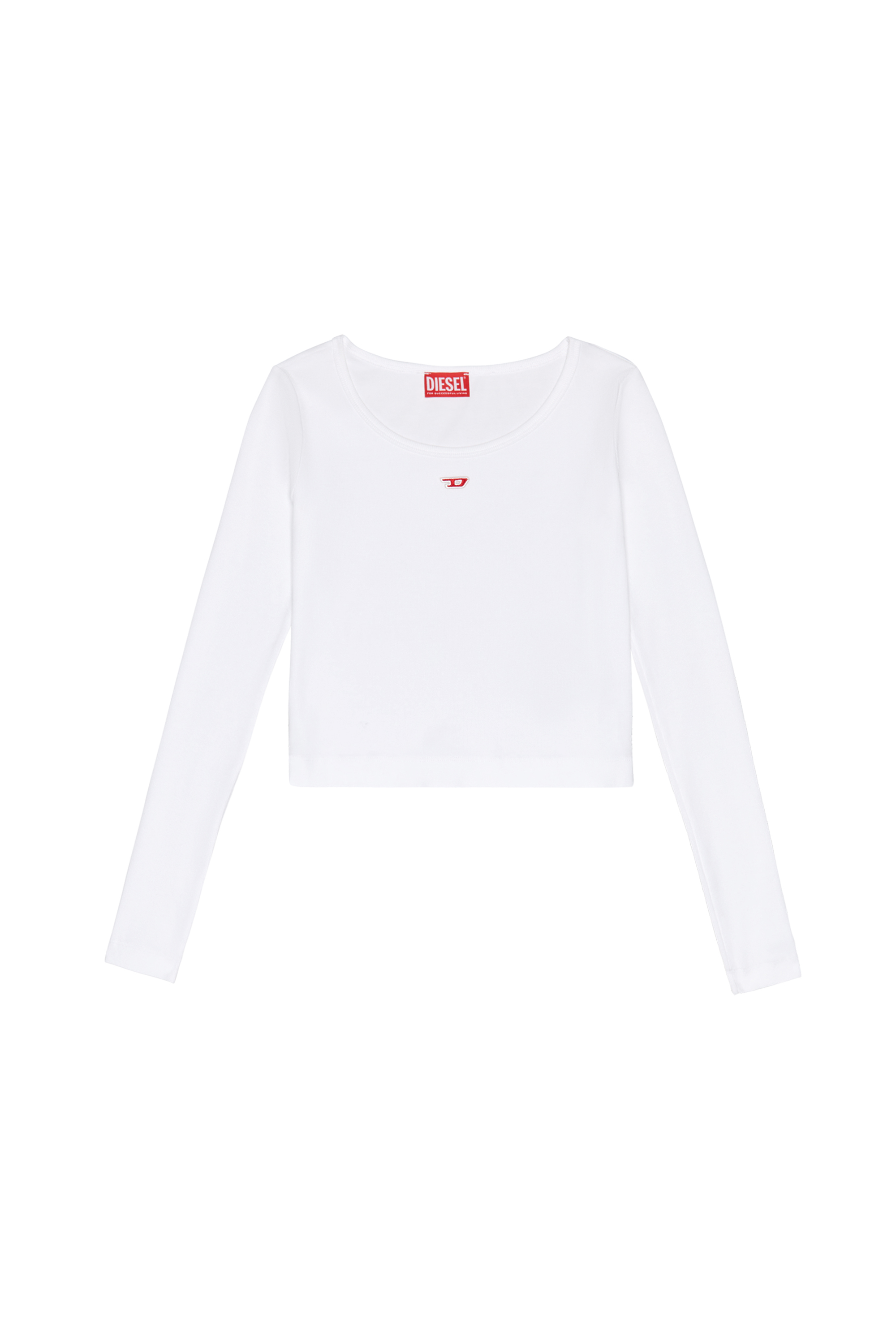 Diesel - T-BALLET-D, Woman's Long-sleeve top with embroidered D patch in White - 4