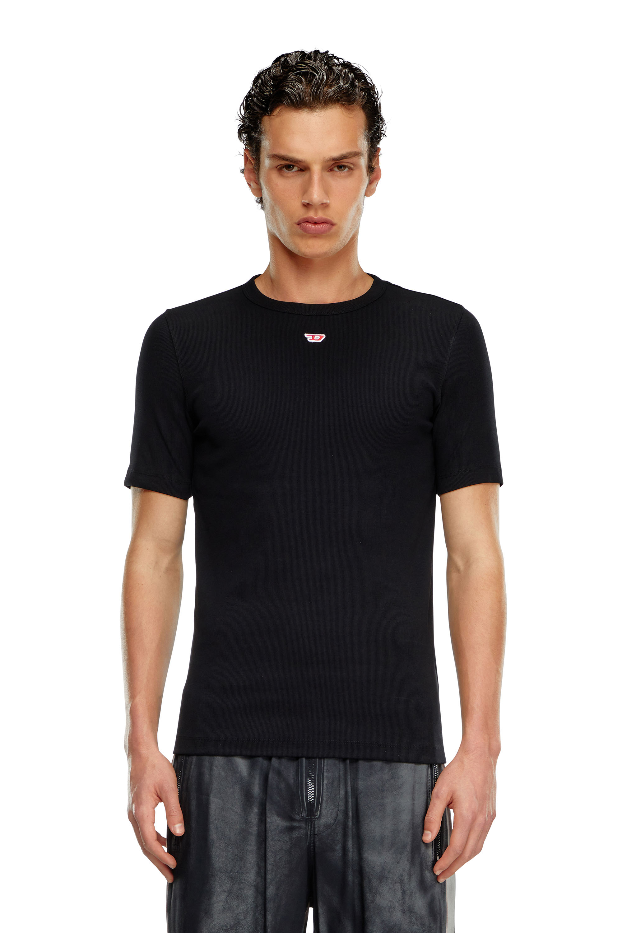 Diesel - D-RIBBER-N, Man's T-shirt with D patch in Black - 4