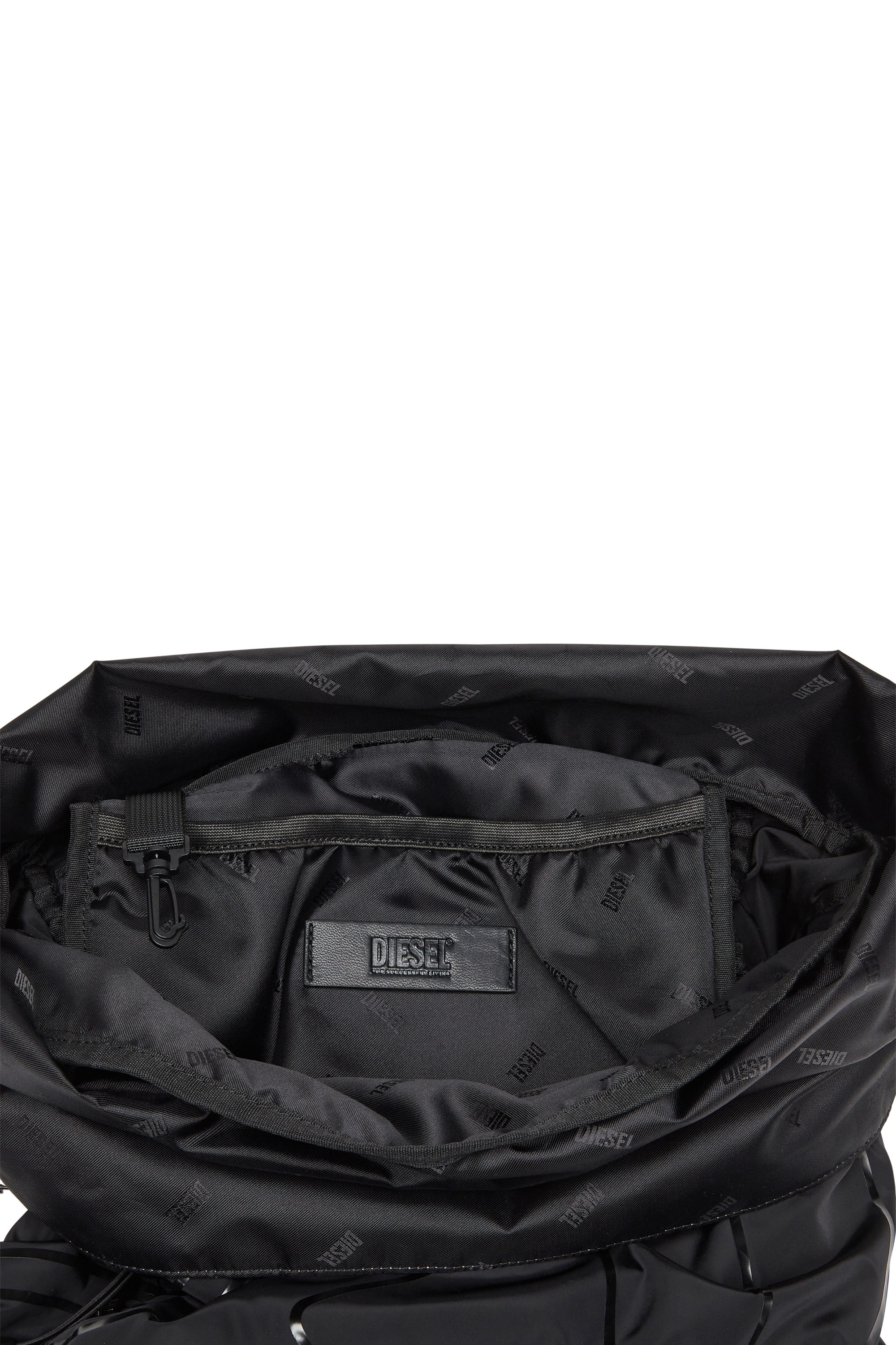 Diesel - DRAPE BACKPACK, Man's Drape-Nylon roll-top backpack in Black - 4